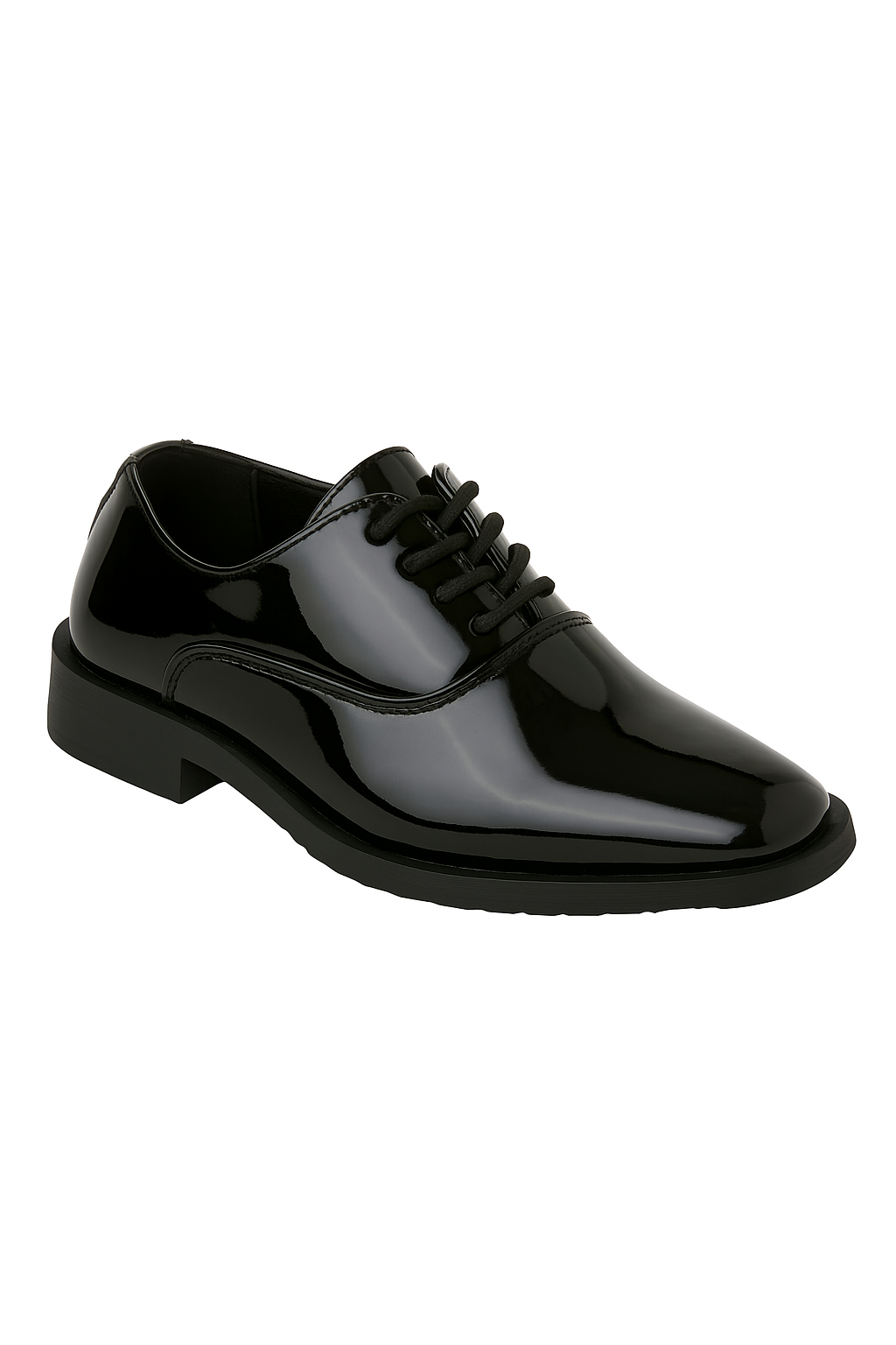 Boys’ Black Patent Lace- Up Oxford Dress Shoes - Jake - Black Side Picture