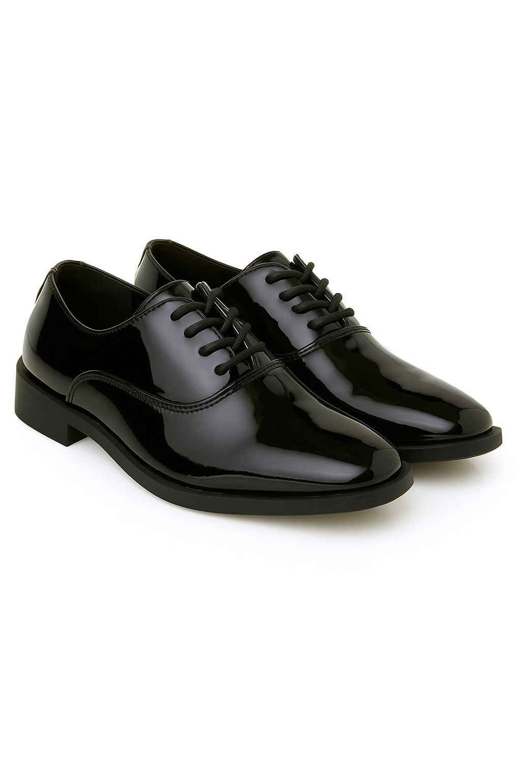 Boys’ Black Patent Lace- Up Oxford Dress Shoes - Jake - Black Pair Side Pictyure