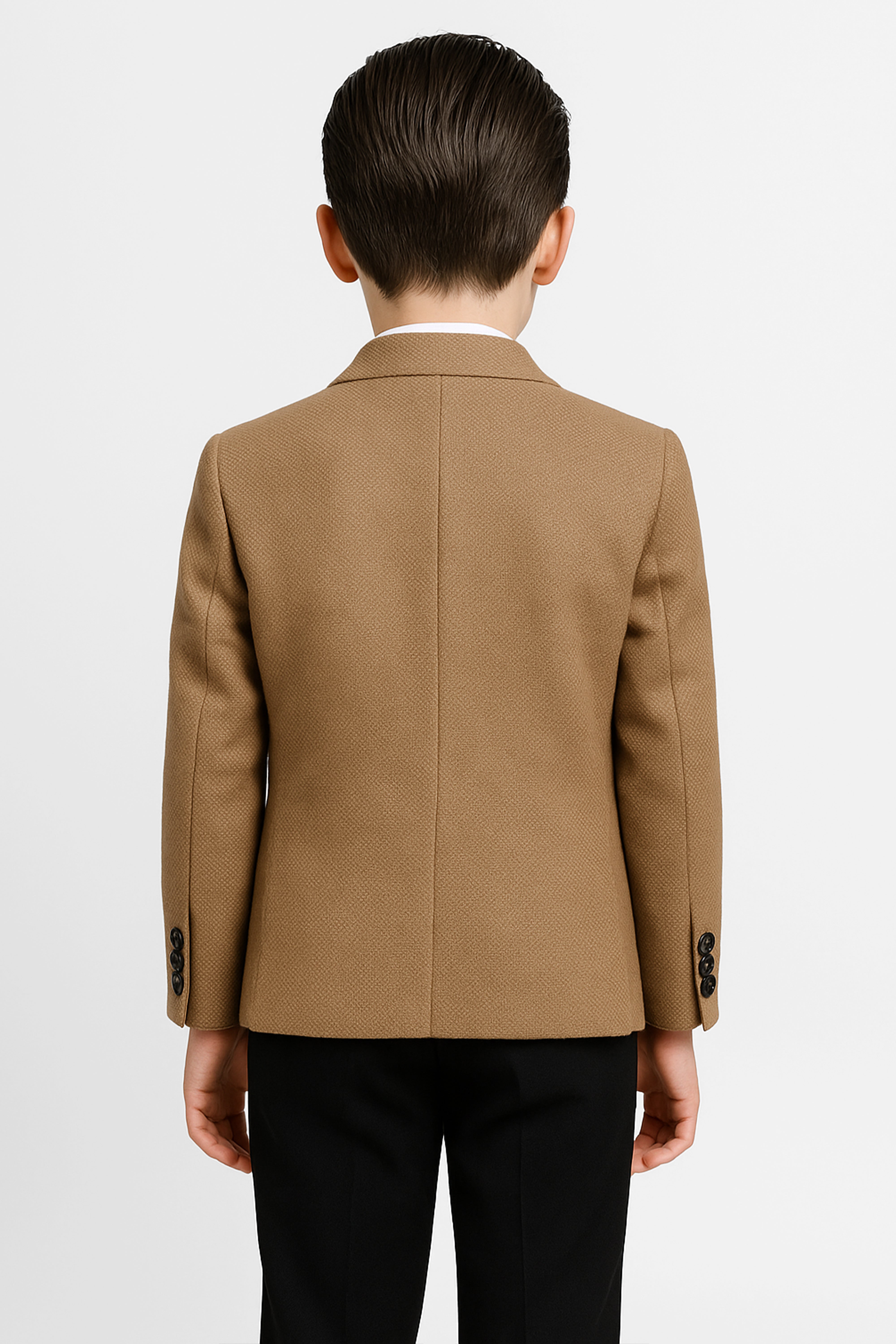Boys’ Camel Brown 5-Piece Textured Suit - Zargos Back Picture