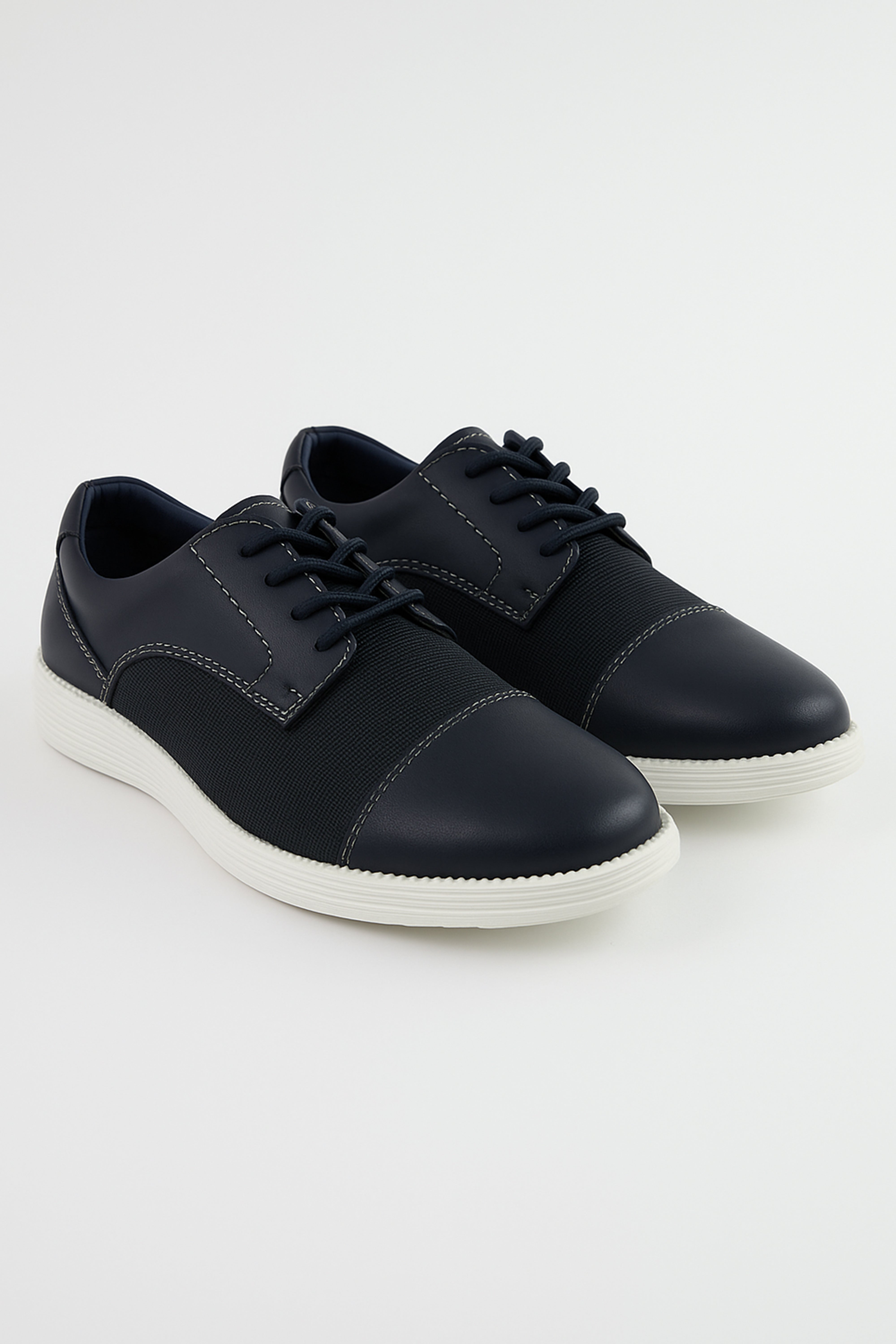 Boys' Casual Derby-style Sneakers - FELIX - Navy Blue Pair Side Picture