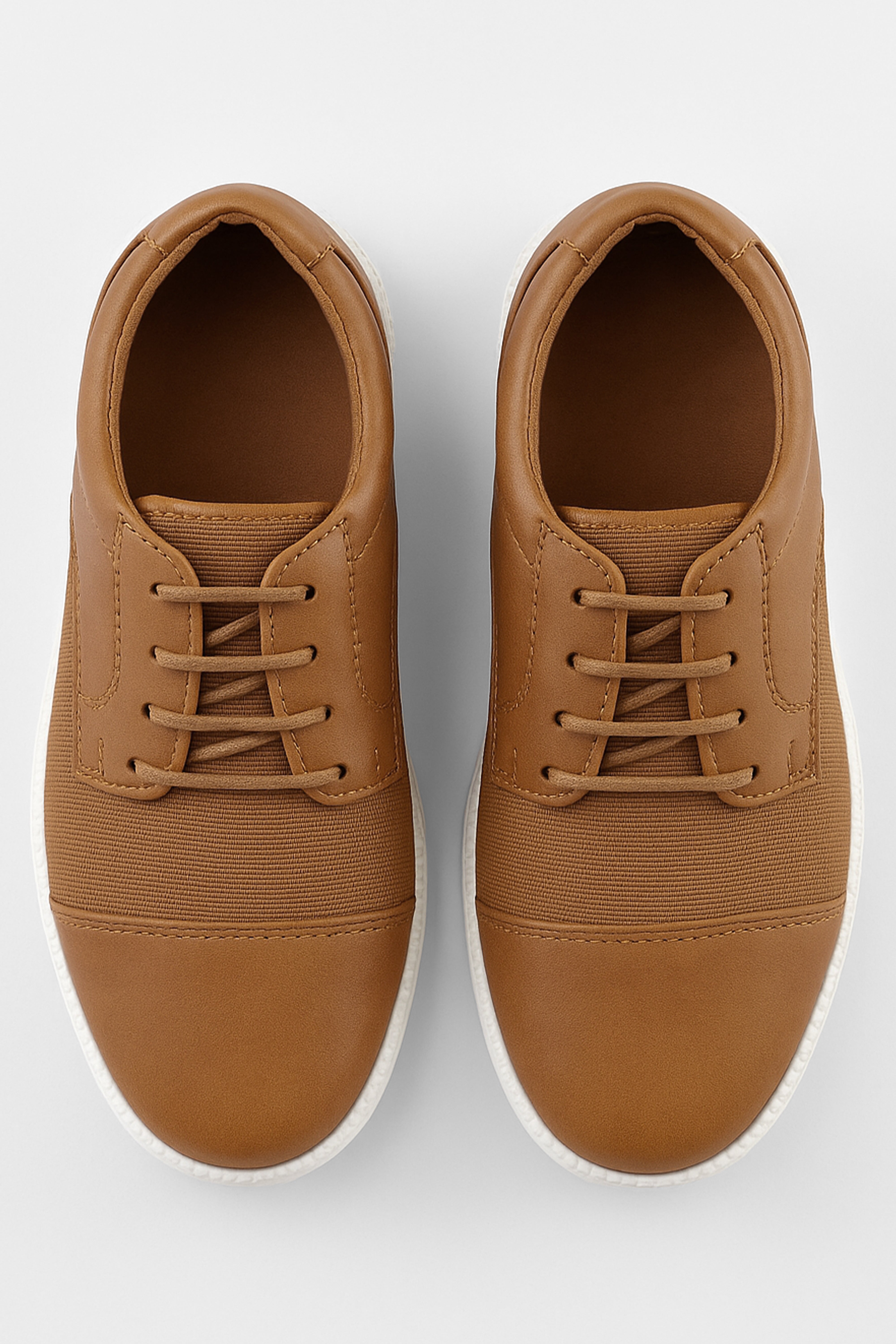 Boys' Casual Derby-style Sneakers - FELIX - Tan Brown Front Picture