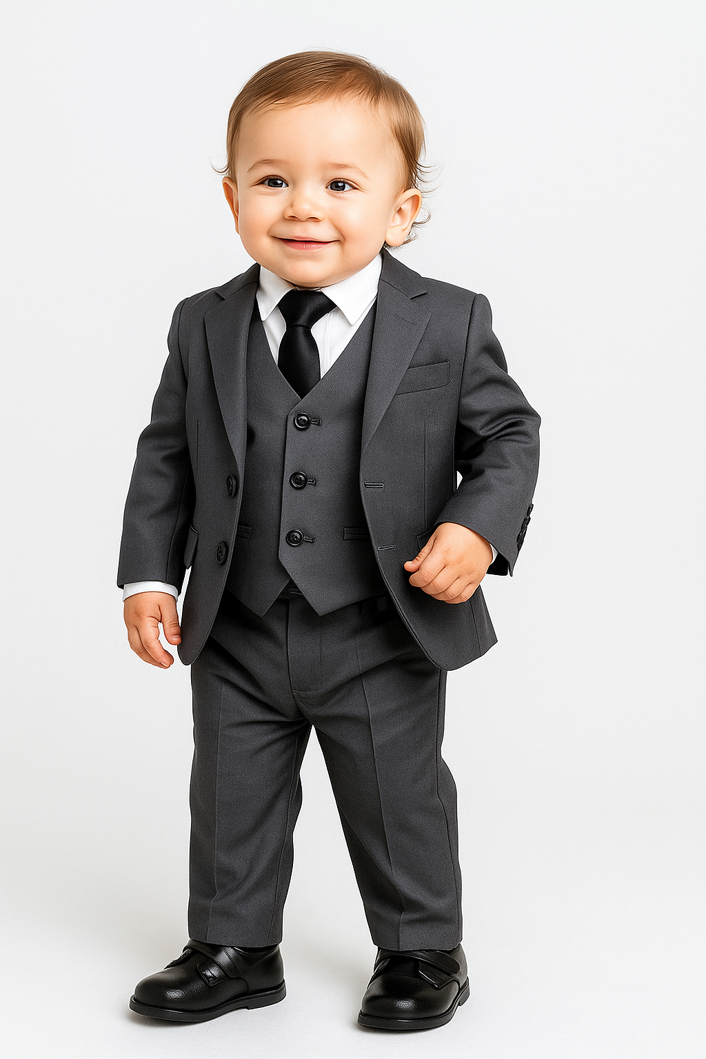 Jungen Schwarzgrauer Anzug - SAMUEL - Schwarzgrau