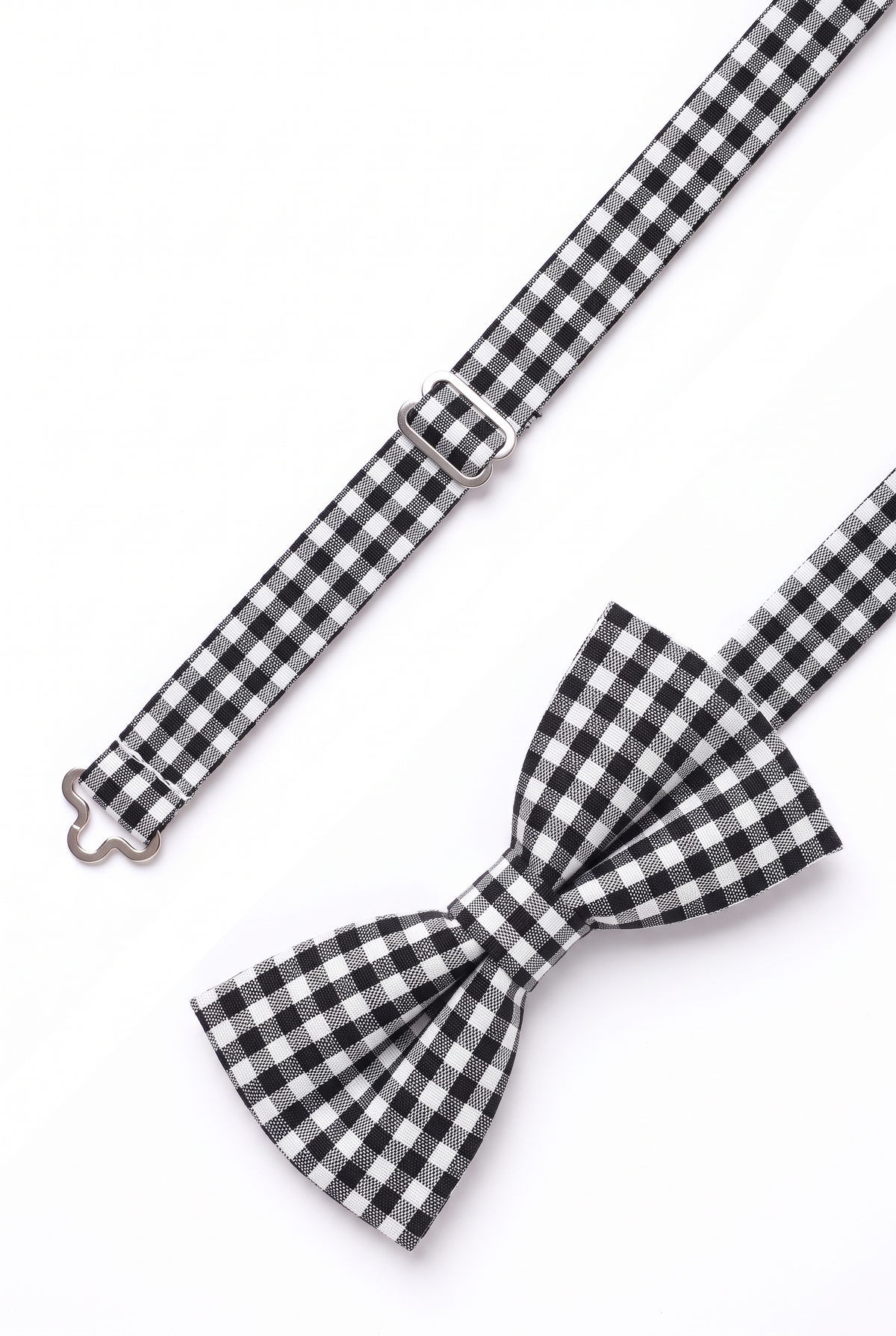 Boys' Checkered Bow Tie - BWC - Black strap detail pictre
