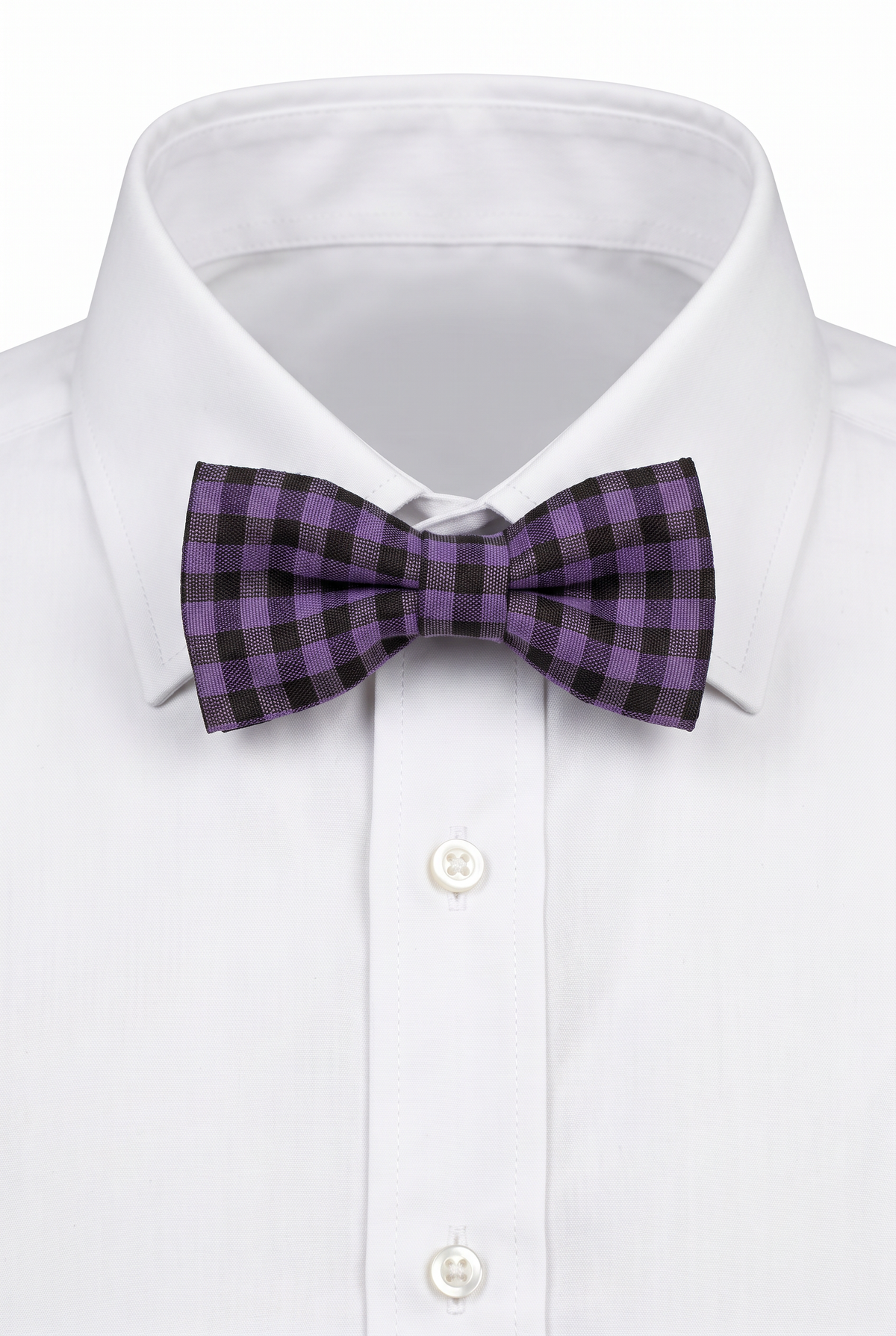 Boys' Checkered Bow Tie - BWC - Purple with shirt