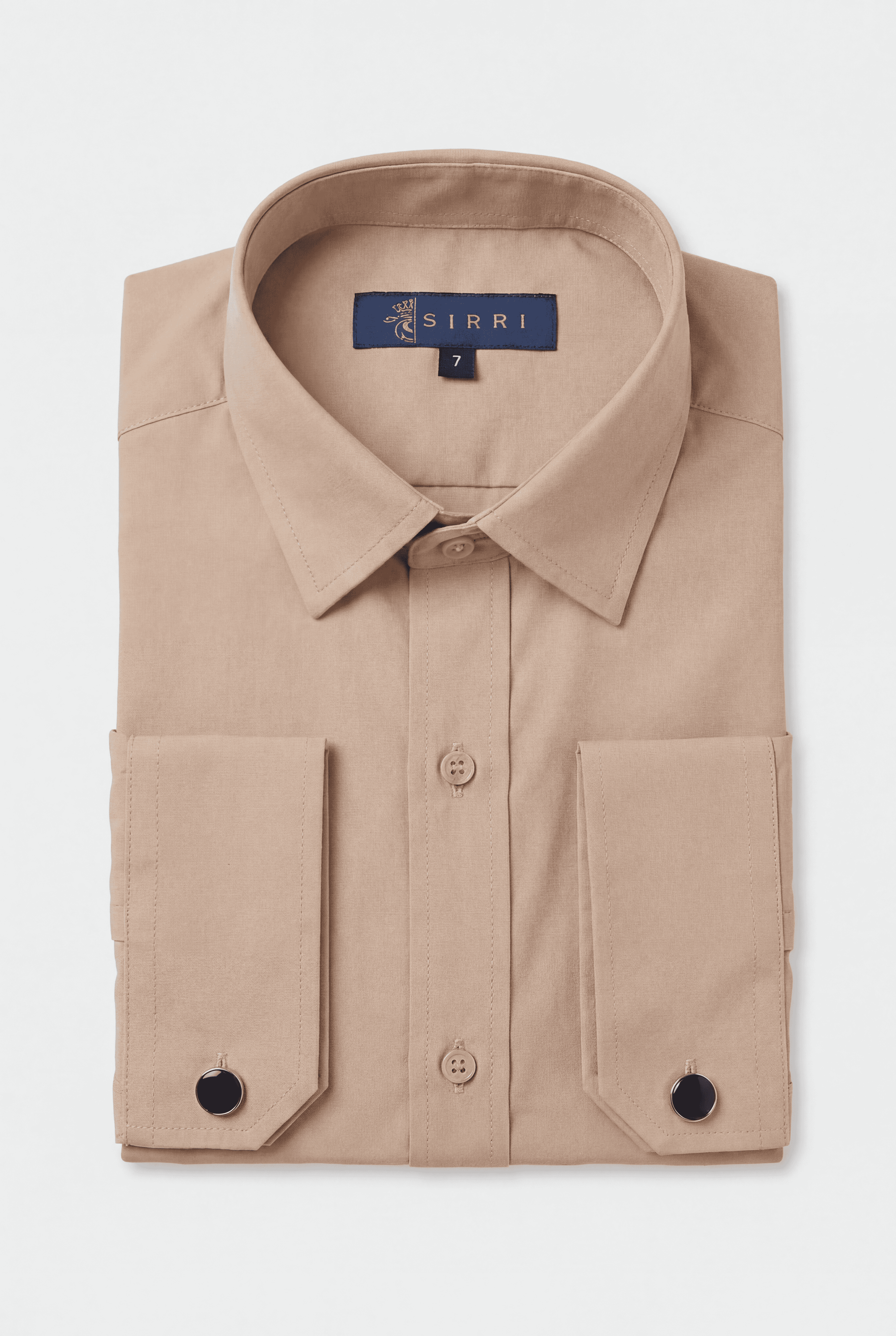Camisa de vestir clásica para niños con puños para gemelos - Beige Taupe