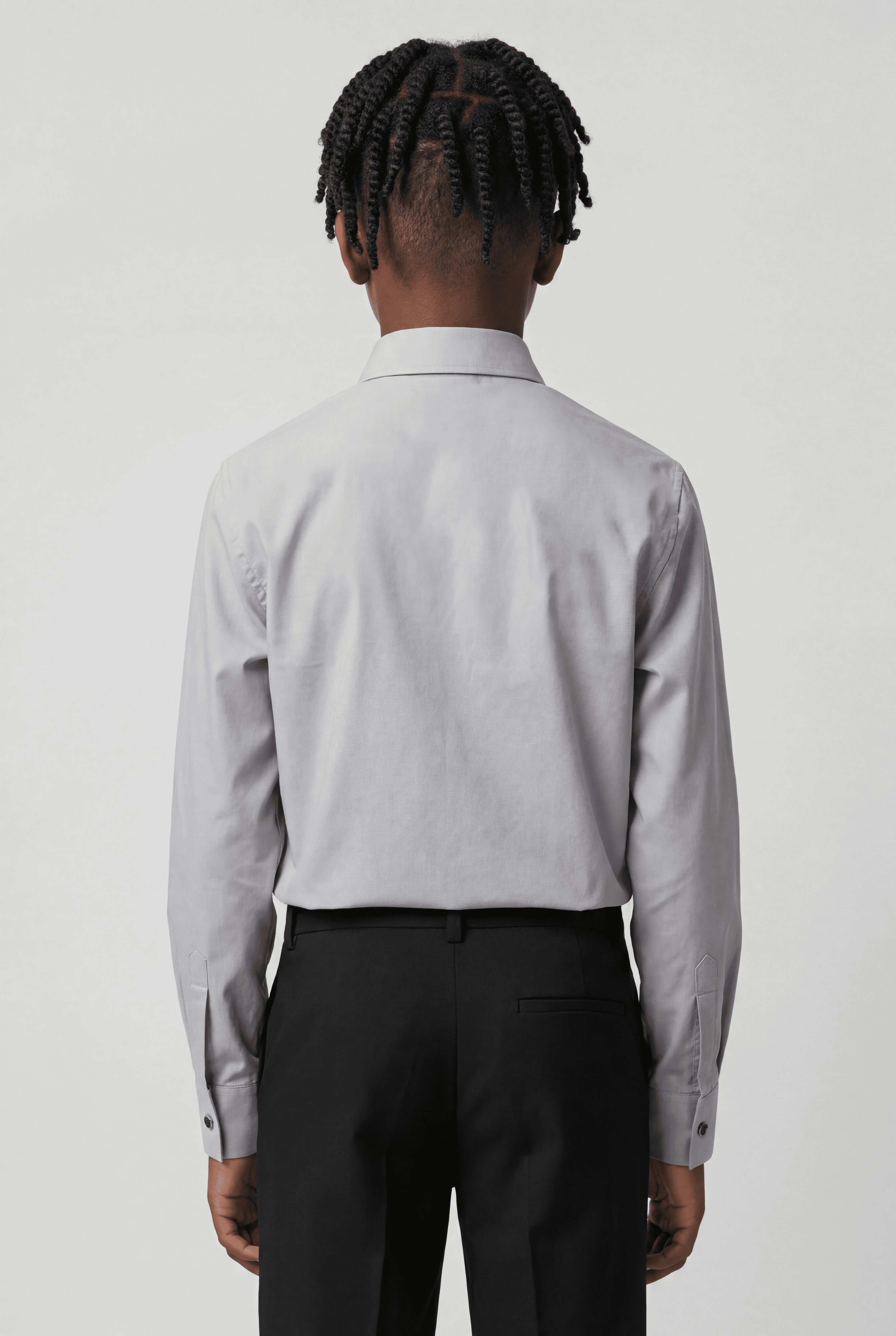 Camisa de vestir clásica para niños con puños para gemelos - Gris Piedra