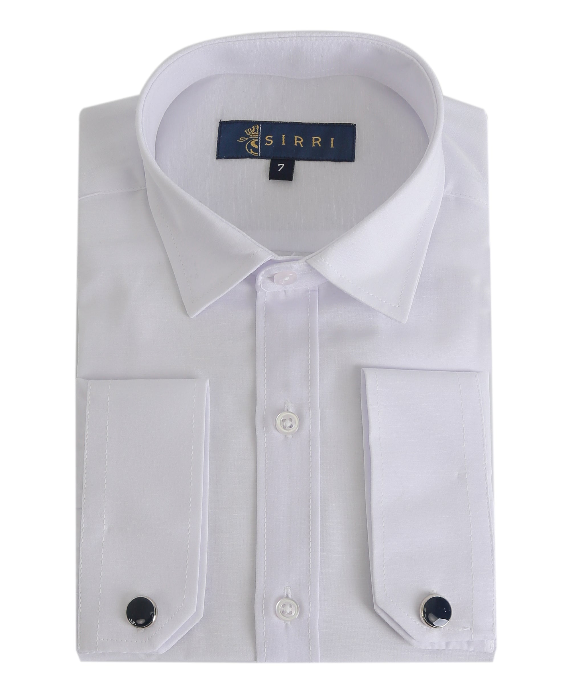 Chemise classique à col pour garçons avec boutons de manchette - Blanc