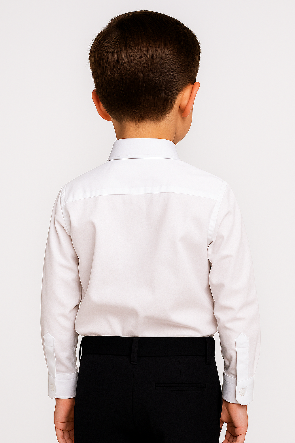 Boys Classic Collar White Shirt & Tie Set Blue - Brown Back picture