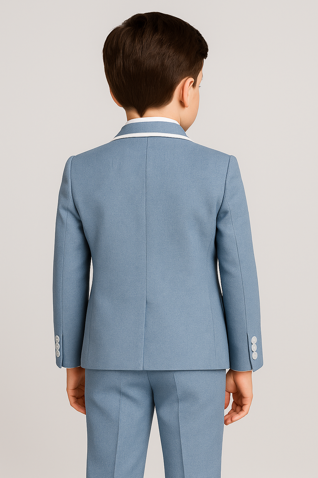 Jungen Kommunion Piping Slim Fit Anzug - Himmelblau