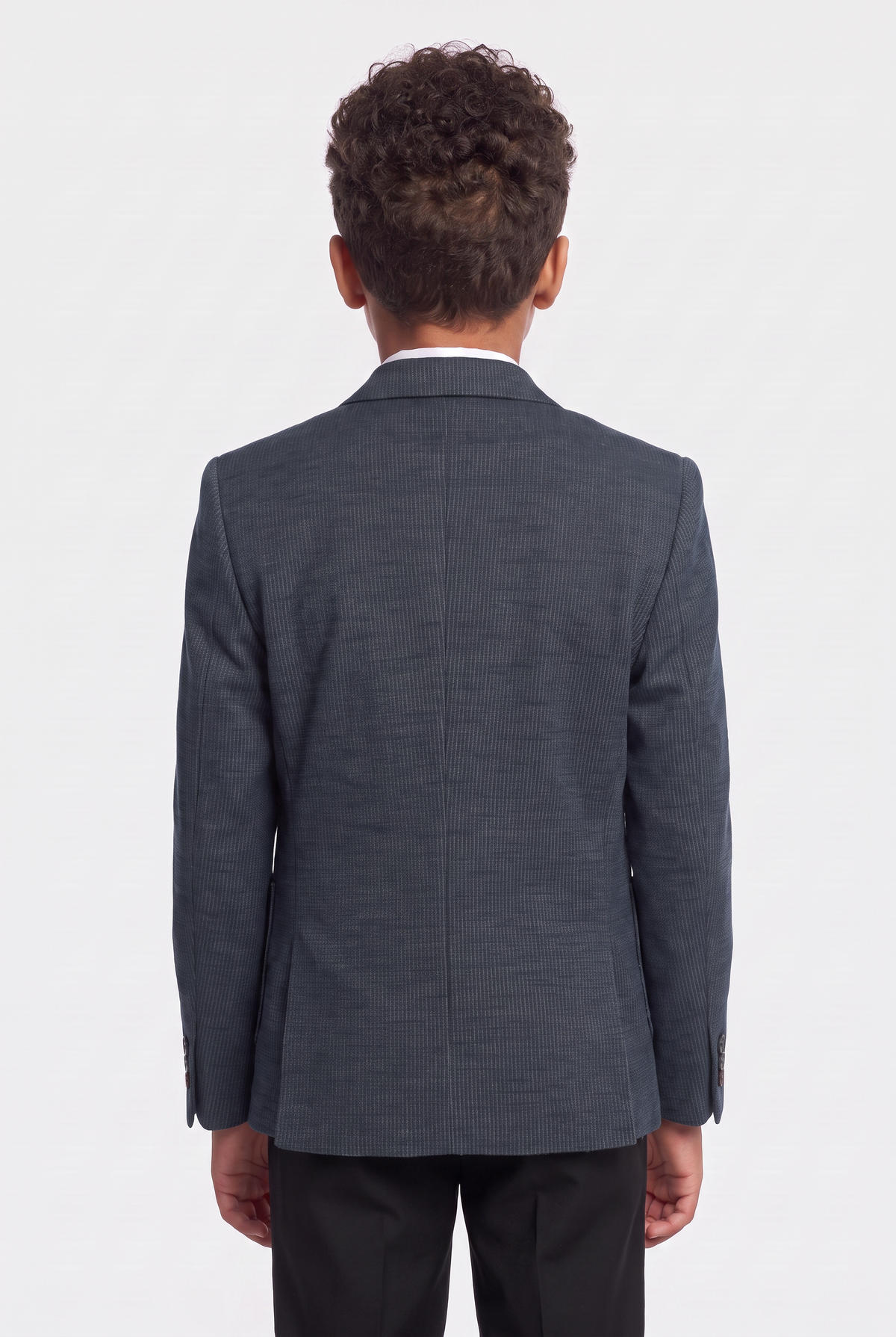 Boys Cotton Blend Slim Fit Formal Twill Blazer - Khaki Green Back Picture
