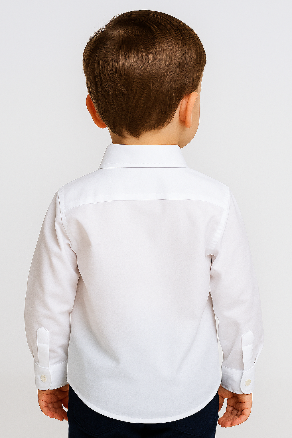Boys Cotton Classic Collar Long Sleeve Shirt - White