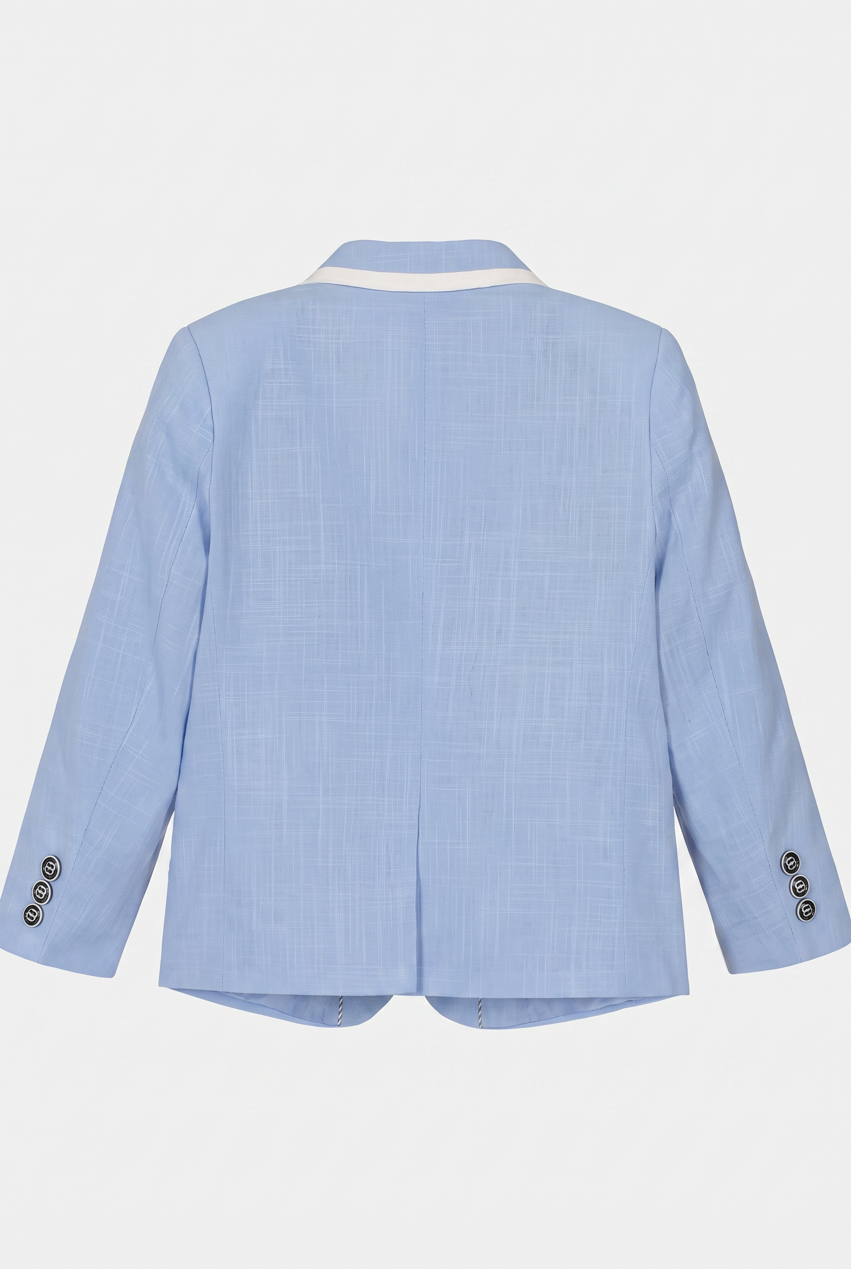 Boys Cotton Piping Sky Blue Shorts Suit - Blue Blazer Back Picture