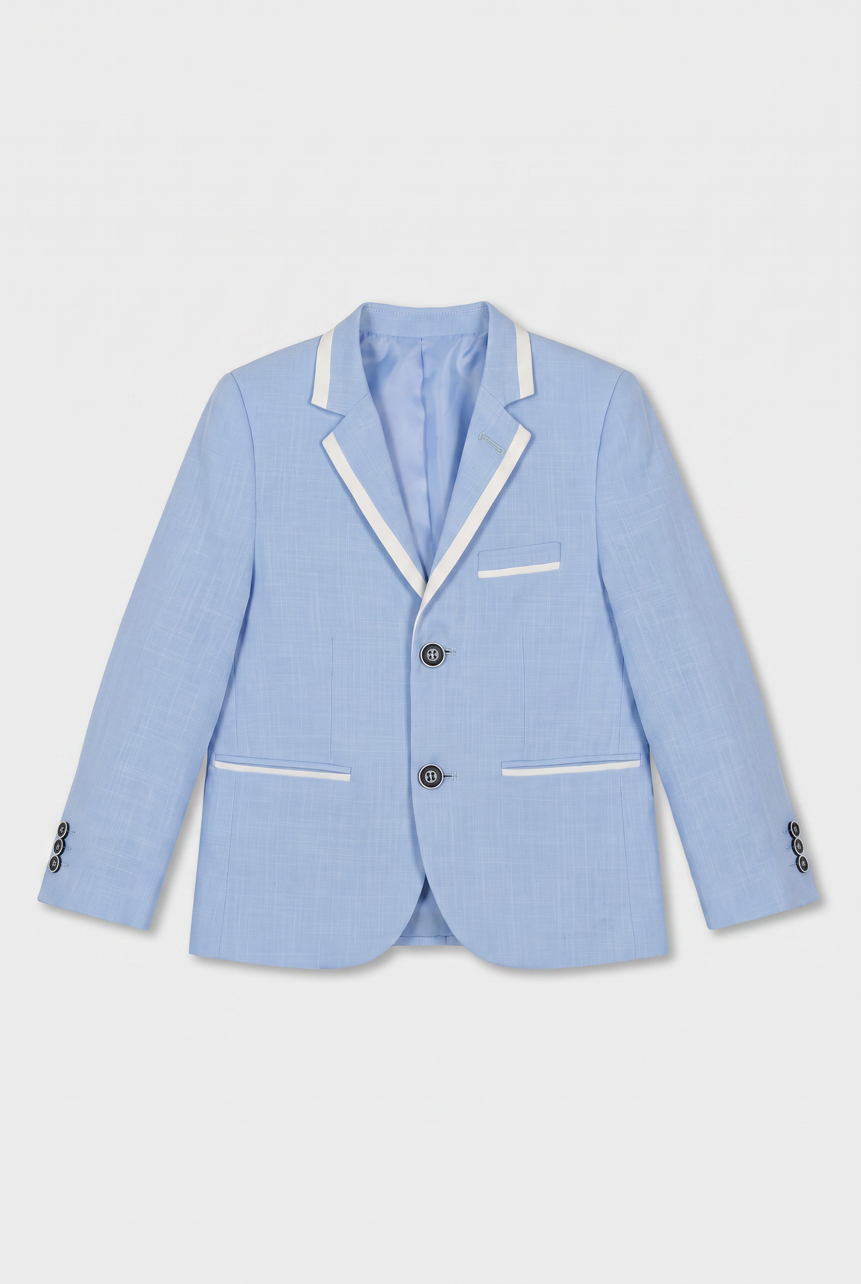 Boys Cotton Piping Sky Blue Shorts Suit - Blue Blazer Picture