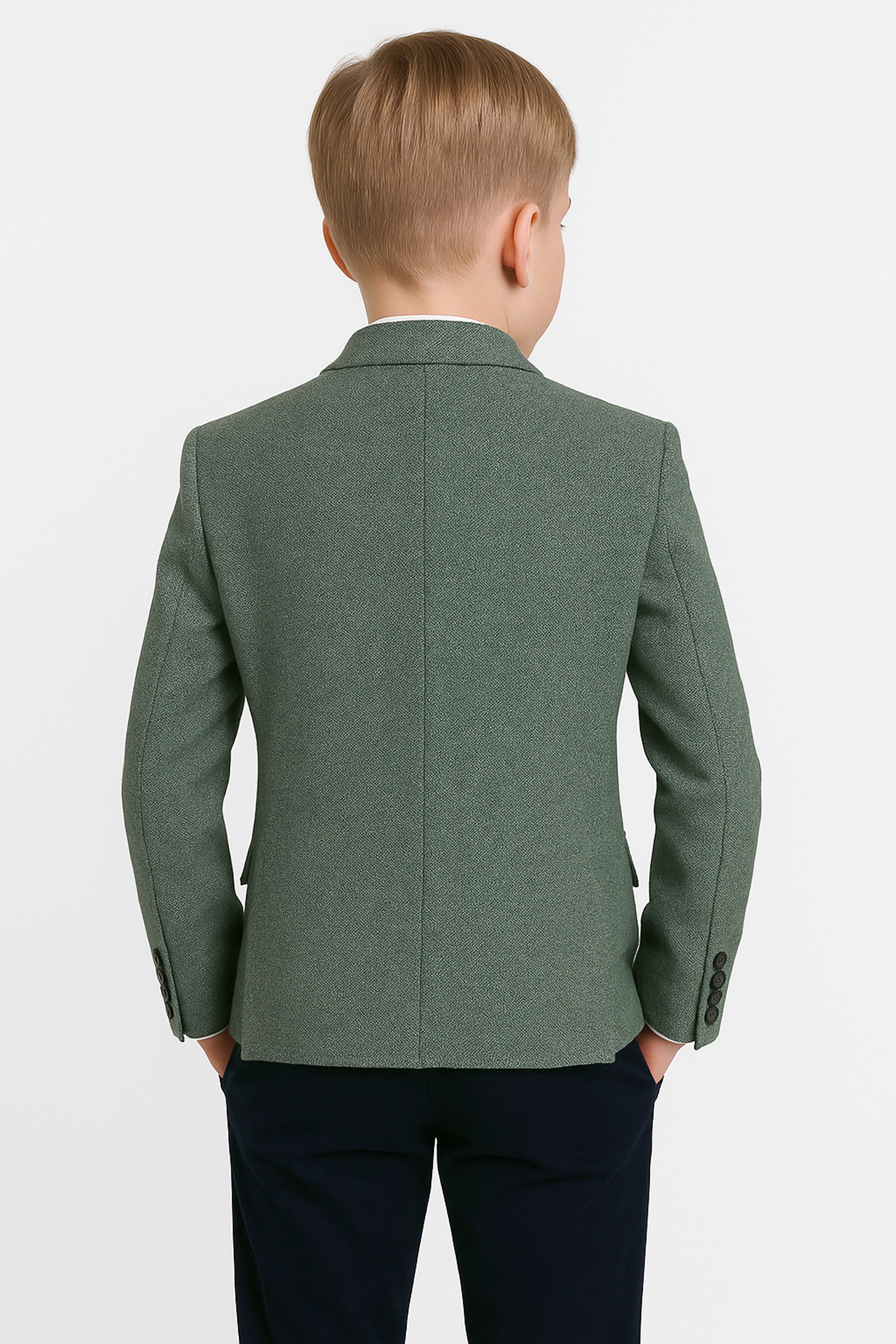 Boys Cotton Slim Fit Blazer and Waistcoat Set - Frank - Green