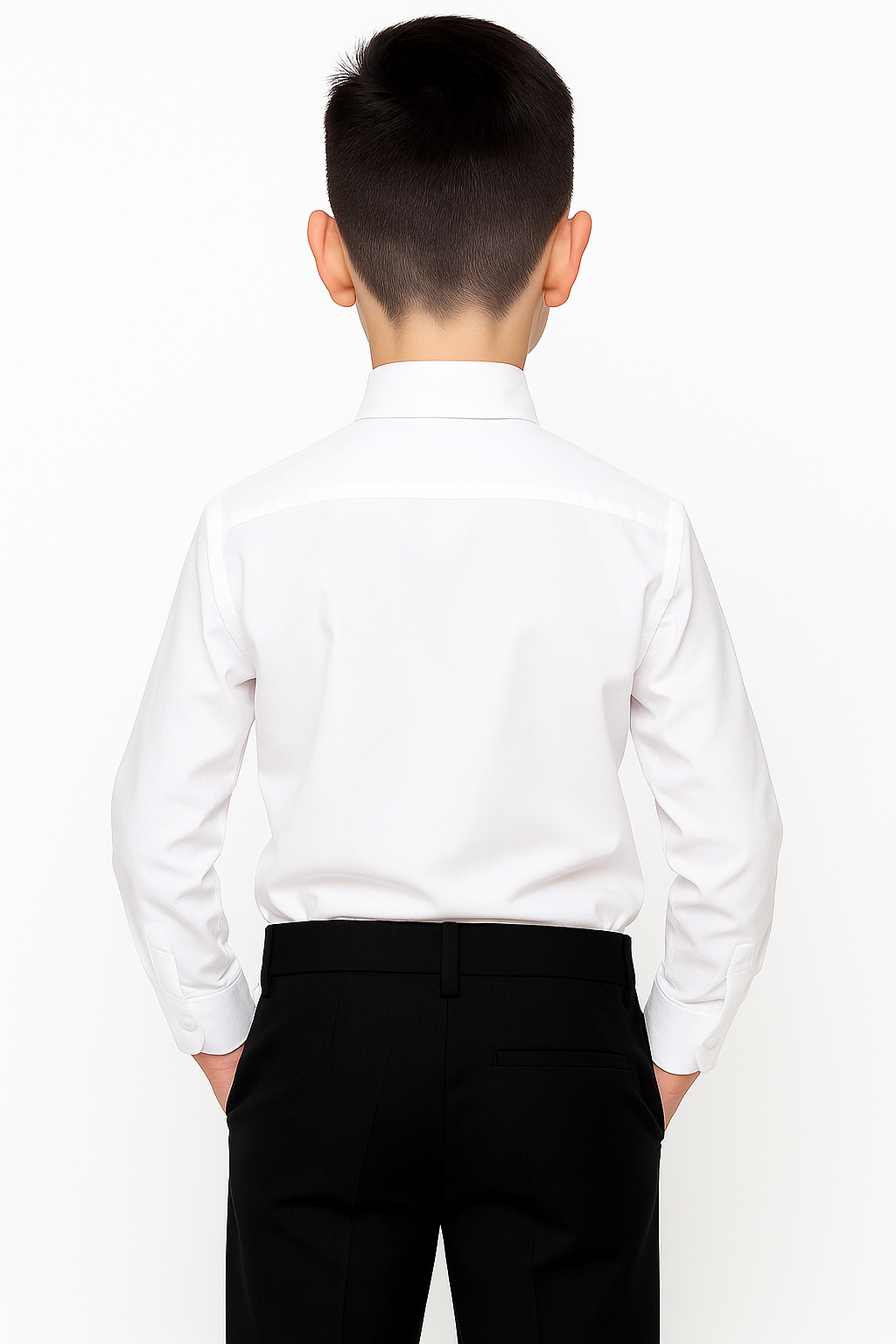 Boys Cotton Wing Collar Formal Shirt - White Back Picture