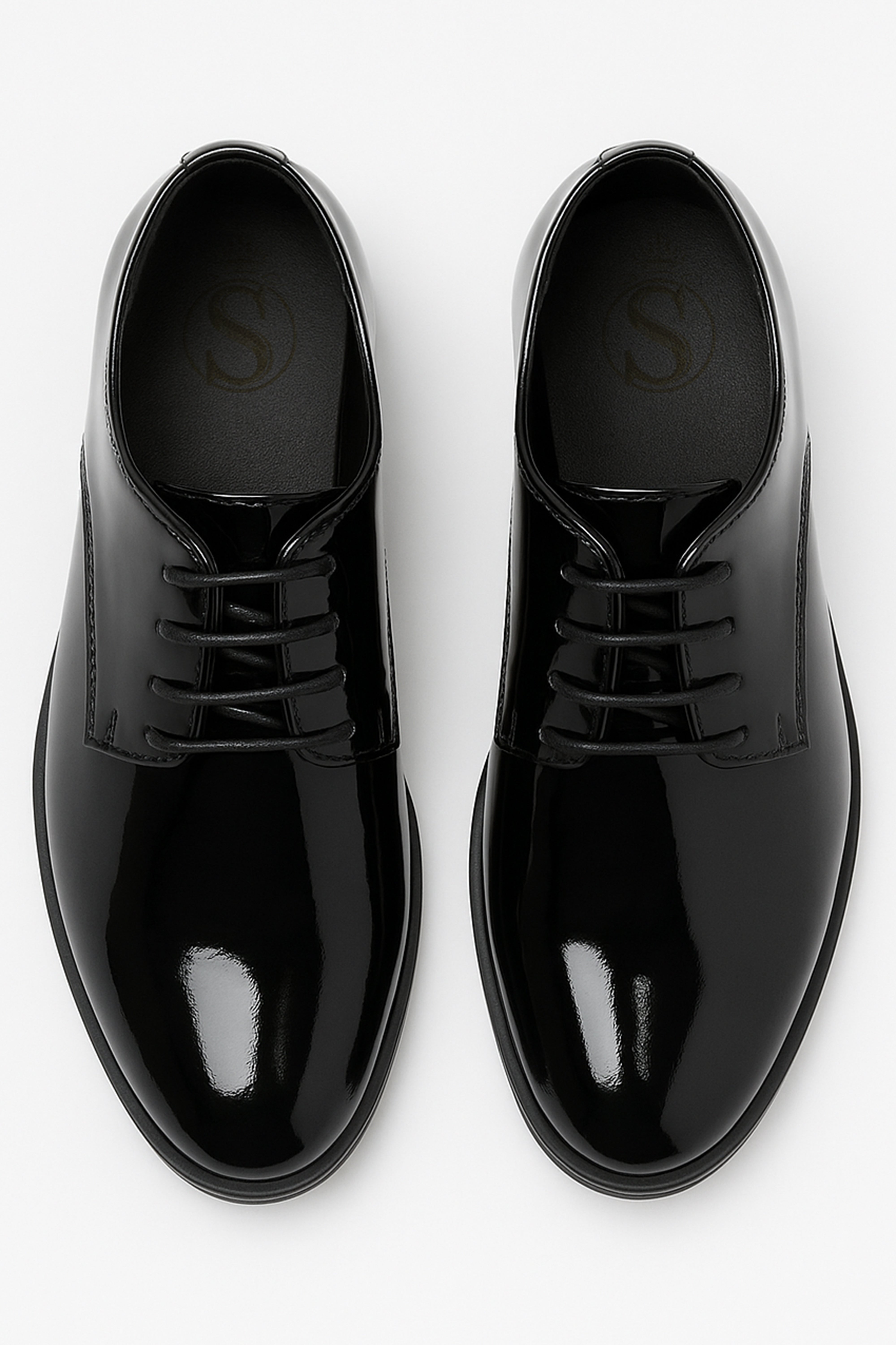 Boys Derby Patent Lace Up Formal Shoes - Black Front Picture