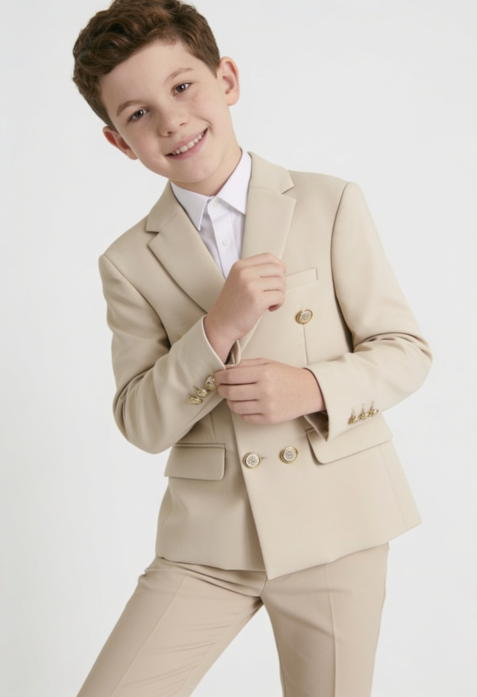 Jungen Zweireihiger 2-teiliger Anzug-Set - Beige
