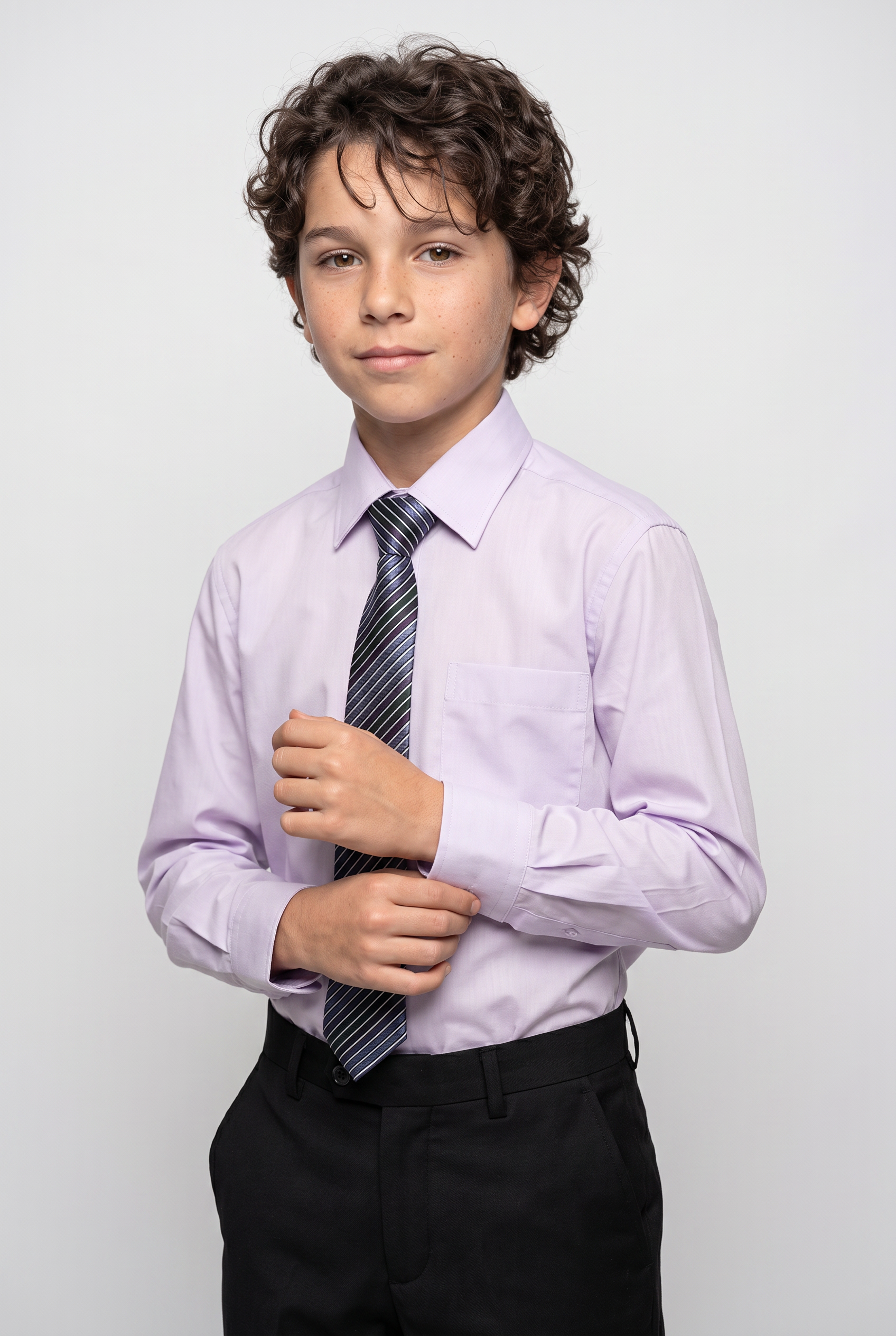 Boys Dress Shirt and Tie Set - Lilac