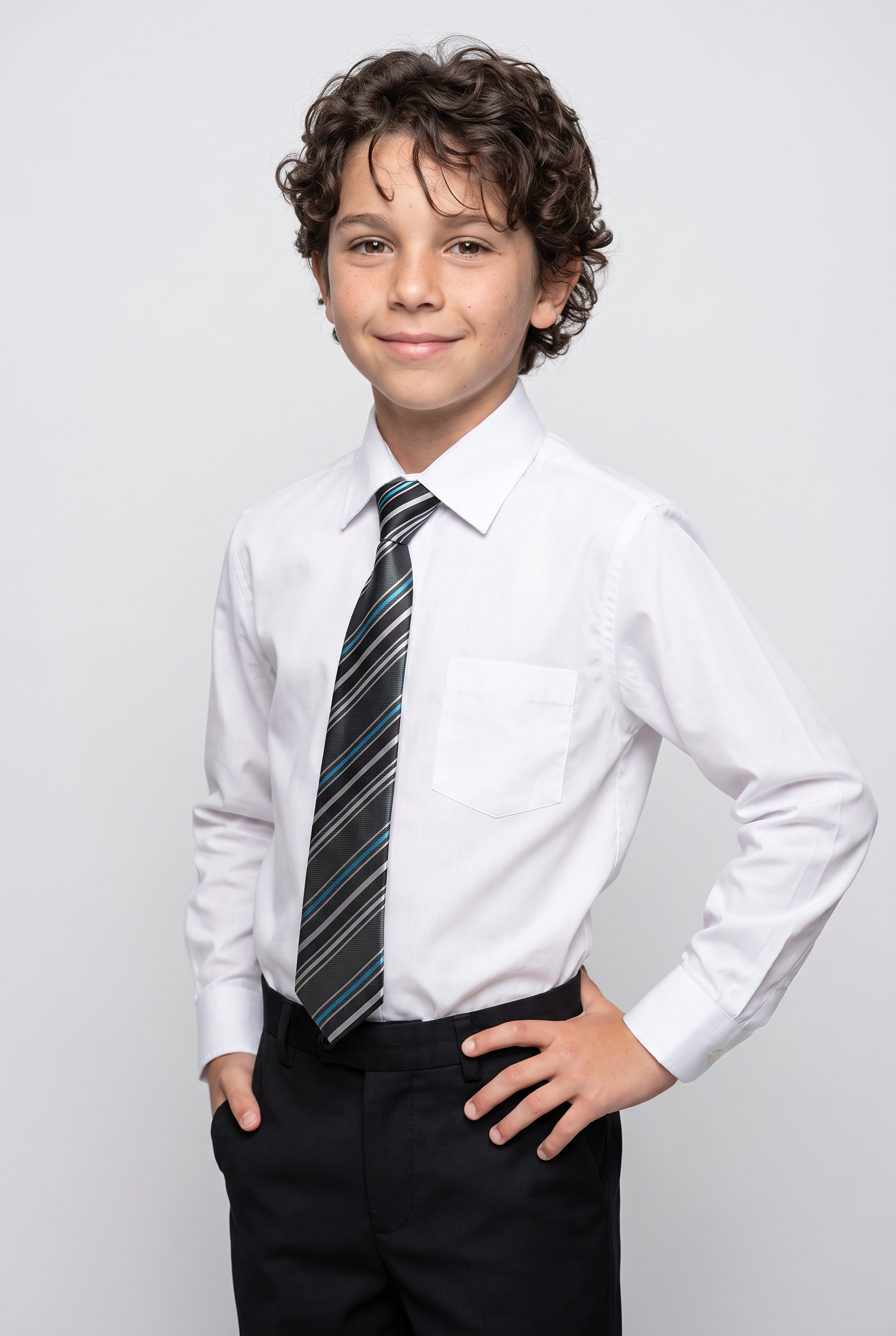 Boys Dress Shirt and Tie Set - White