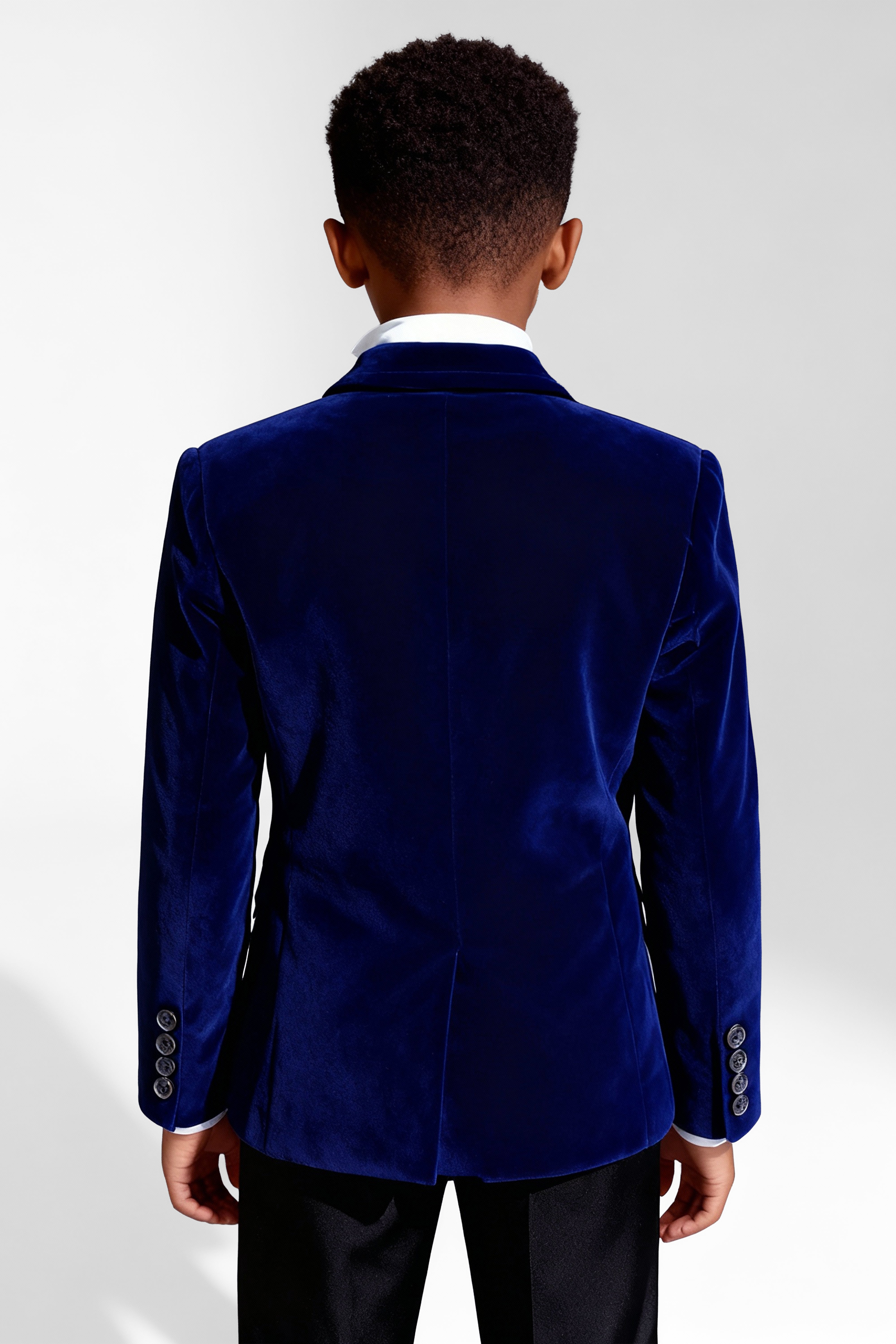 Boys Formal Velvet Blazer Jacket - Royal Blue Back picture