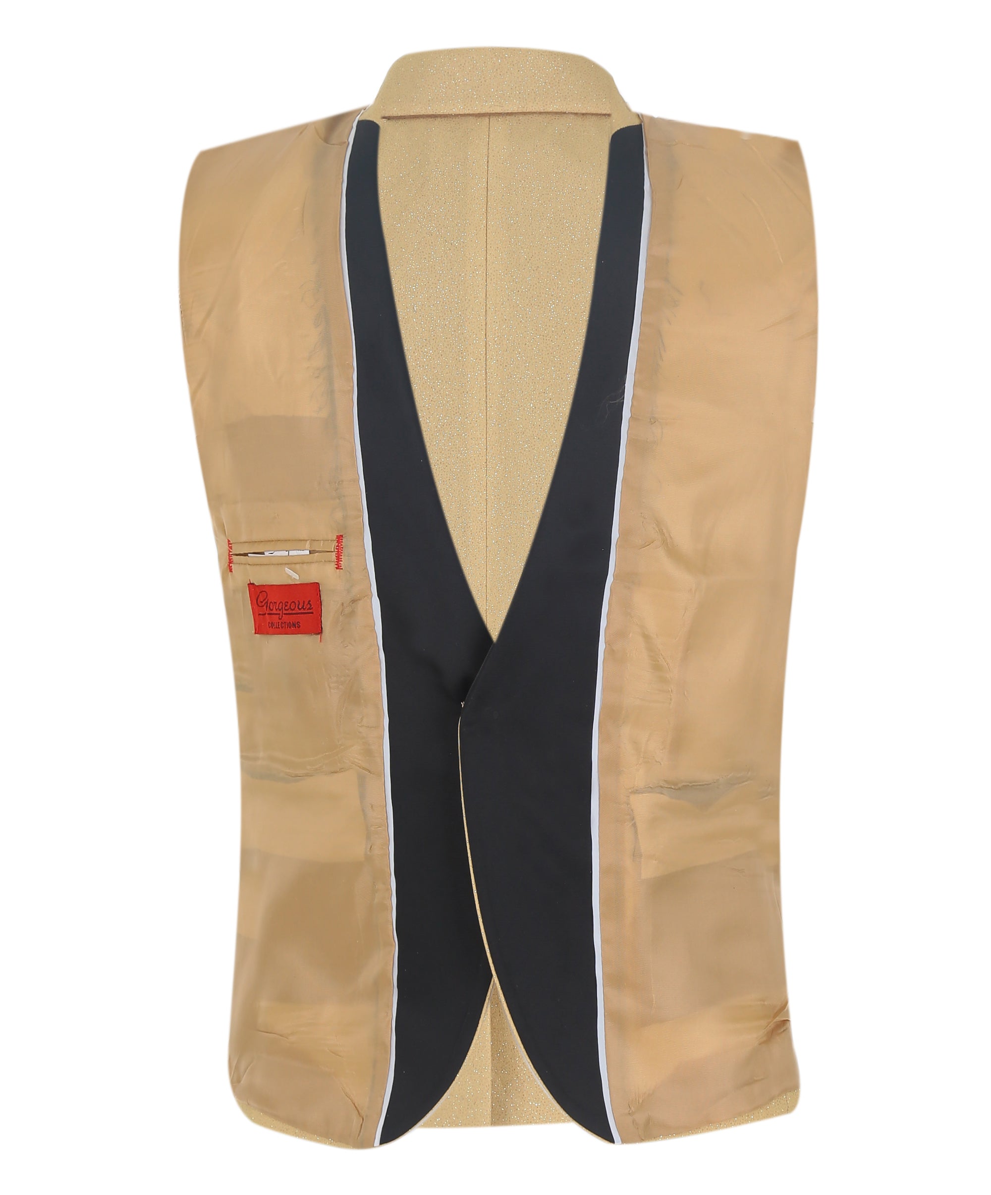 Boys Glittery Slim Fit Tuxedo Dinner Suit - Gold Linning Picture