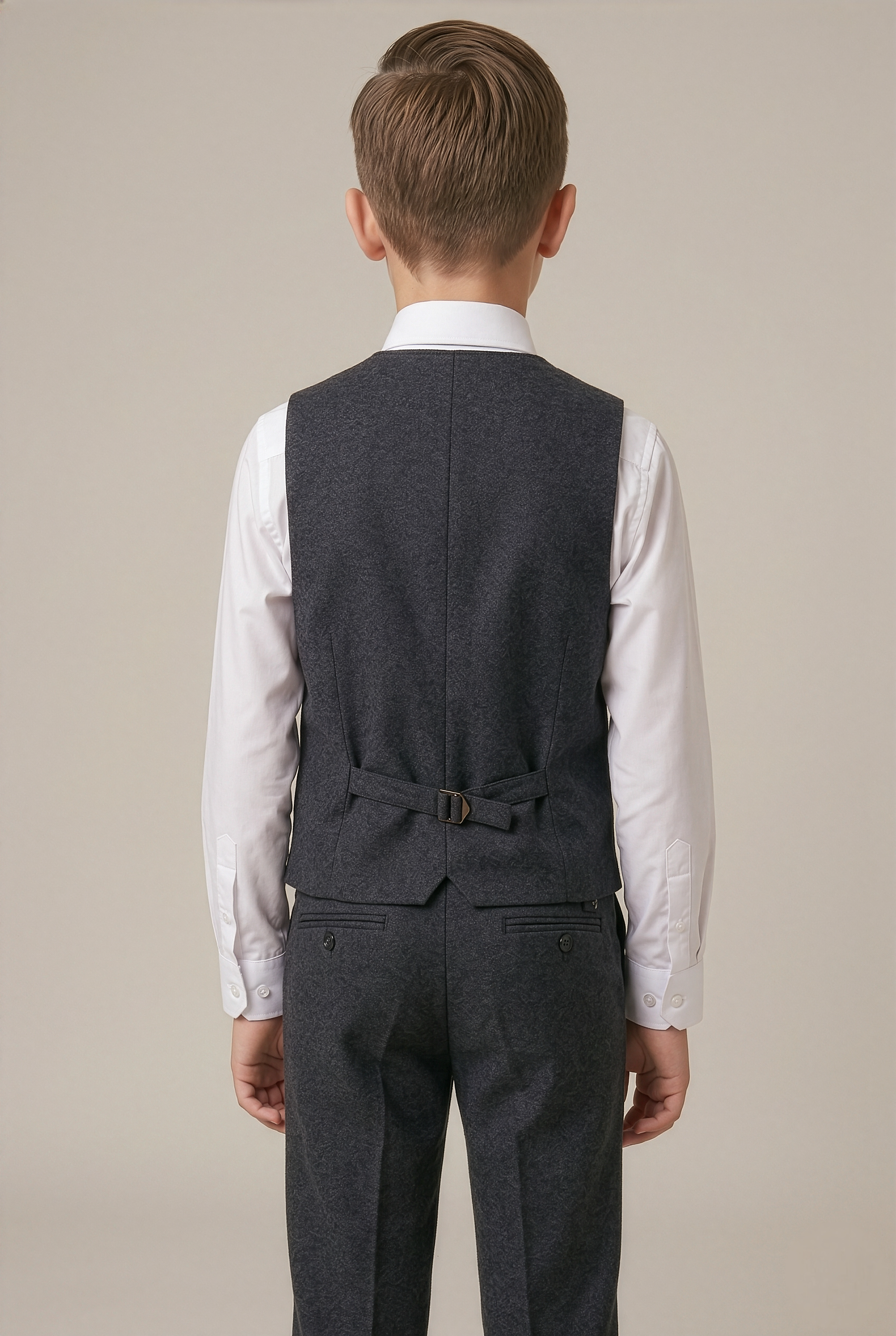 Jungen Husky Tweed Maßgeschneiderter Grauer Anzug - ADAM - Dunkelgrau
