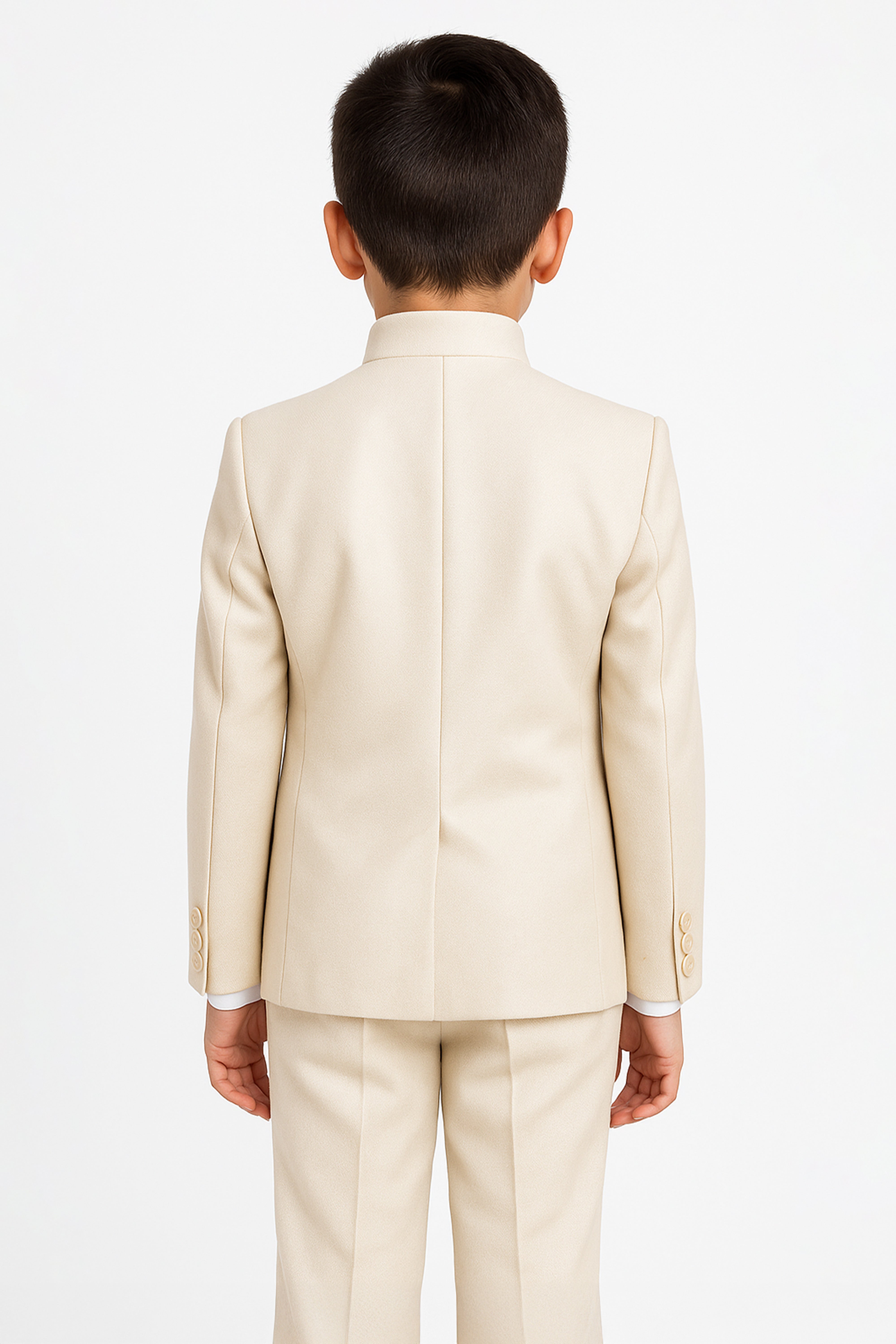 Boys’ Ivory 6-Piece Ottoman Formal Suit with Mandarin Collar Back Picture