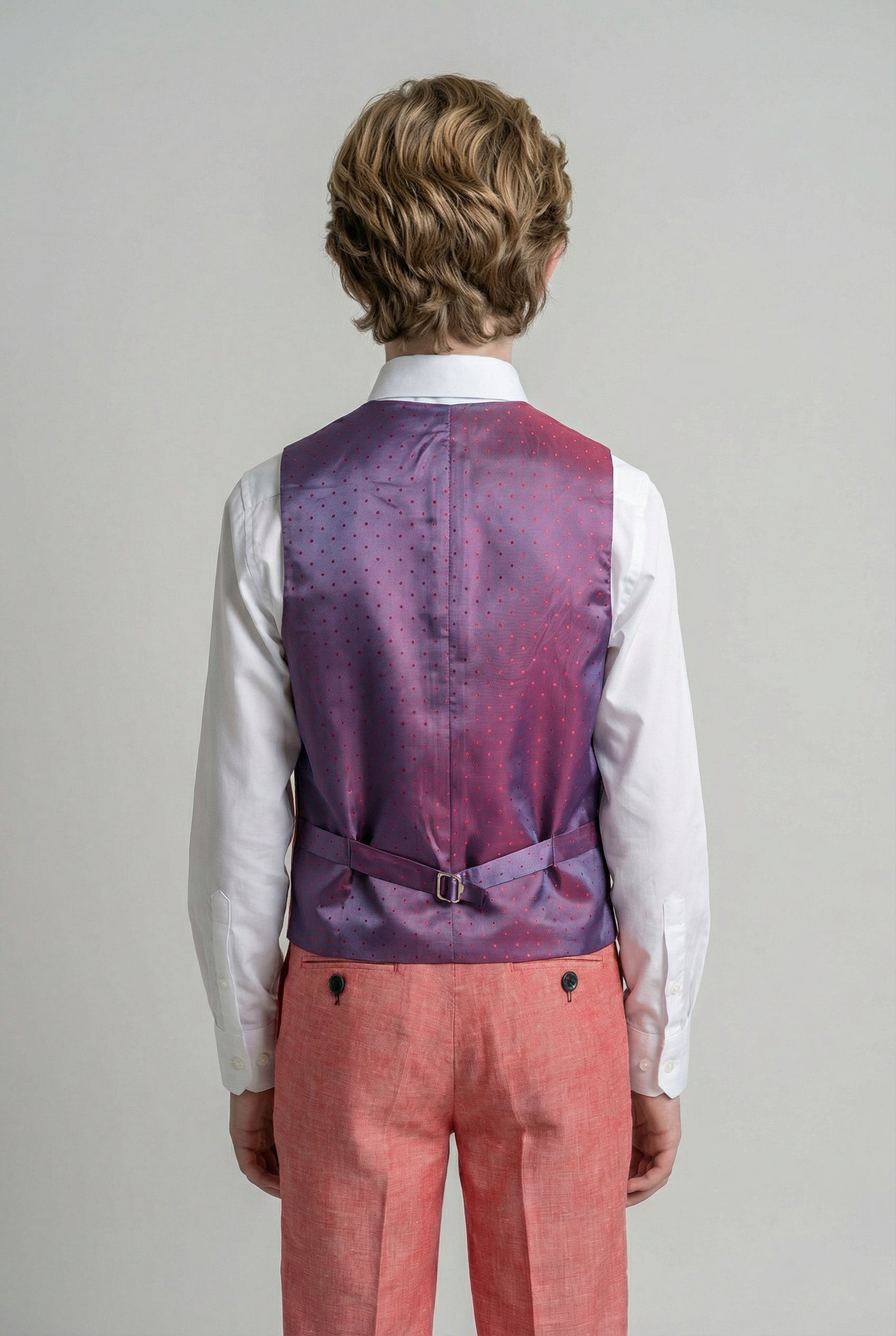 بدلة كتان للأولاد مع رقع على المرفق - أحمر