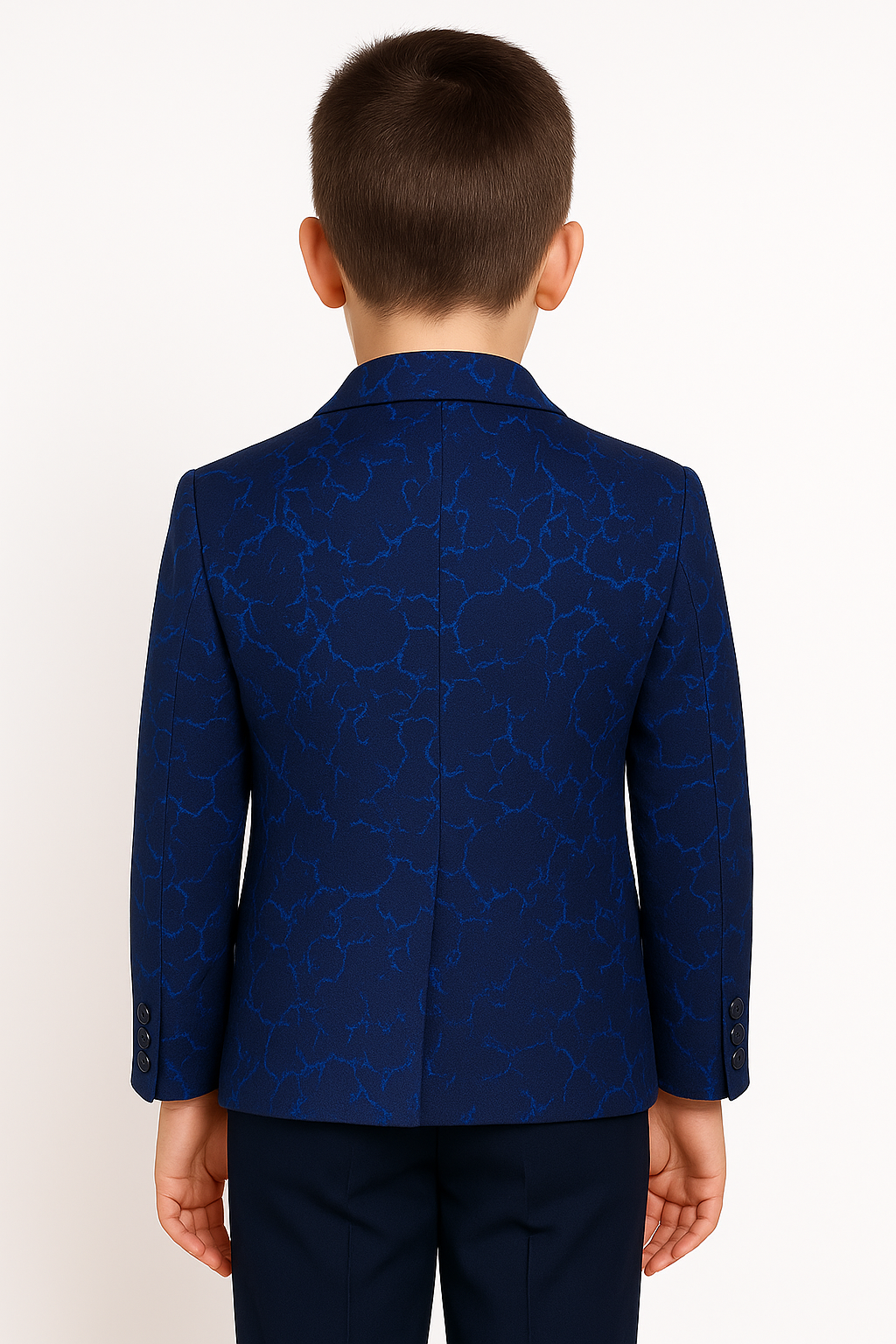 Boys Marble Printed Blazer - Blue Back picture