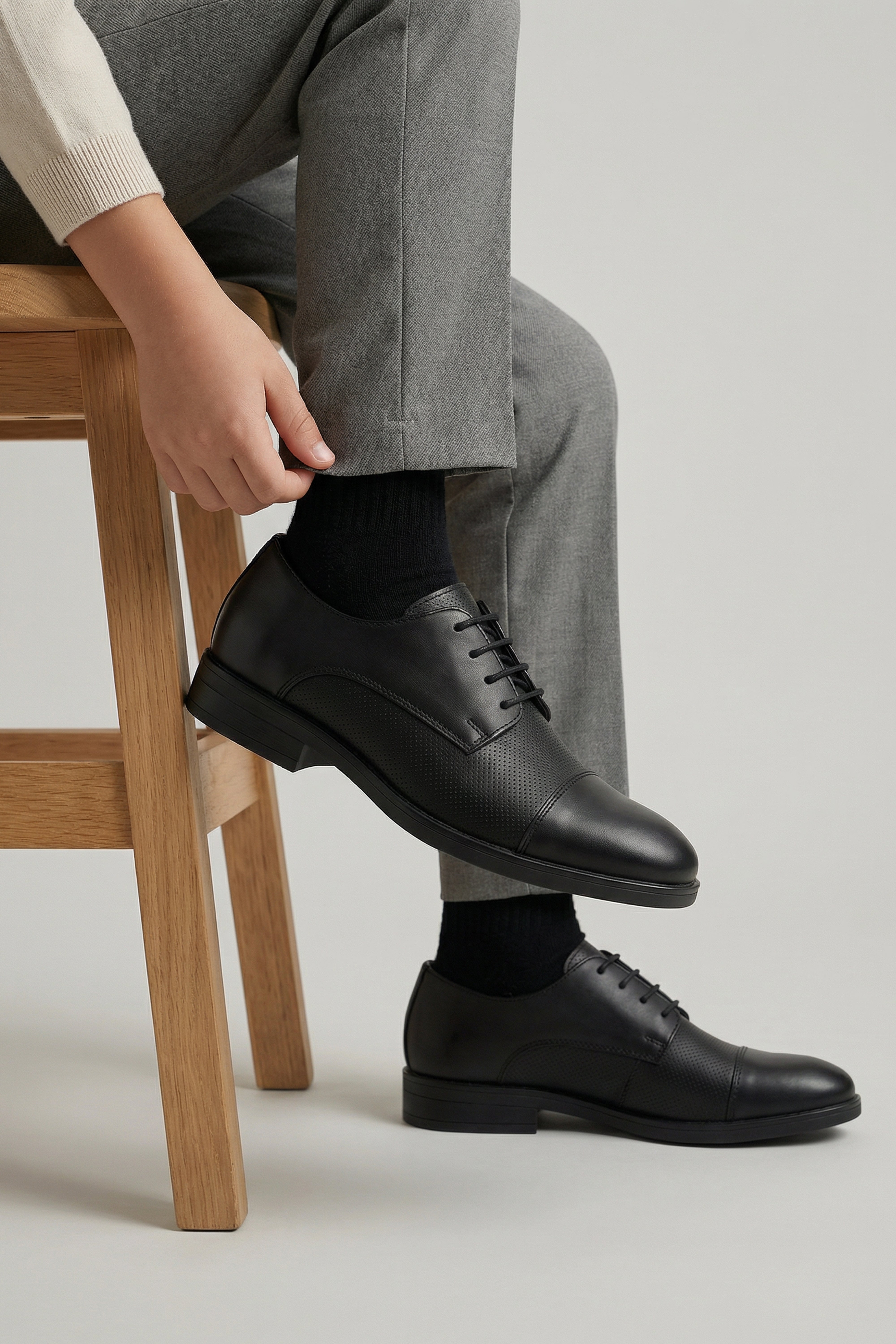 Boys Matte Lace Up Derby Shoes - Nevada - Black 