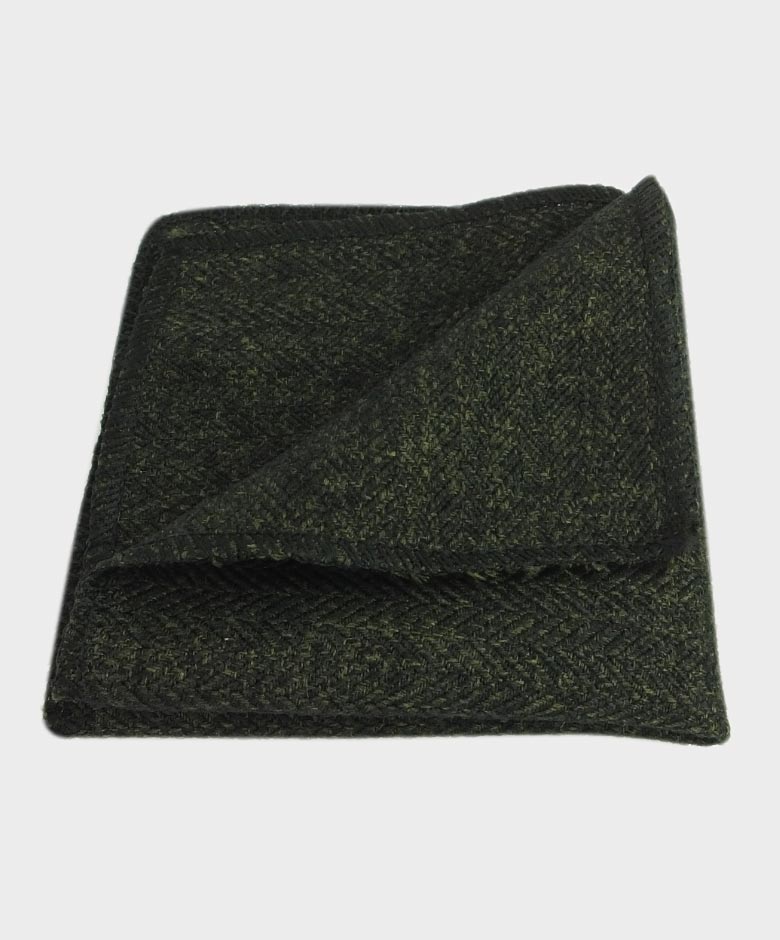 Nœud papillon et pochette en tweed chevron pour garçons et hommes - Vert Alpini