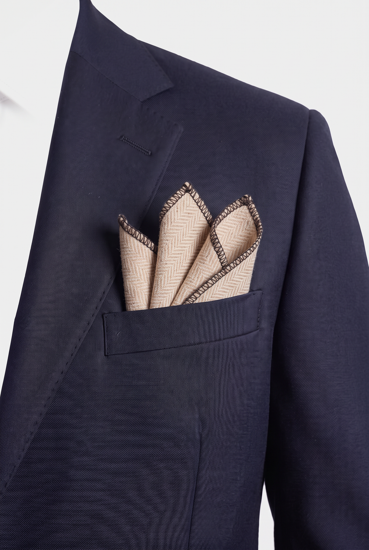 Fazzoletto da taschino in tweed spina di pesce per ragazzi e uomini - Beige