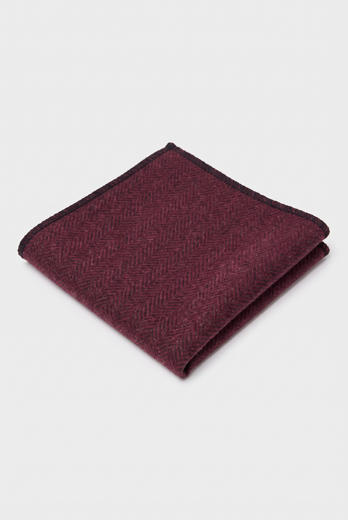 Boys & Men's Herringbone Tweed Pocket Handkerchief - Burgundy