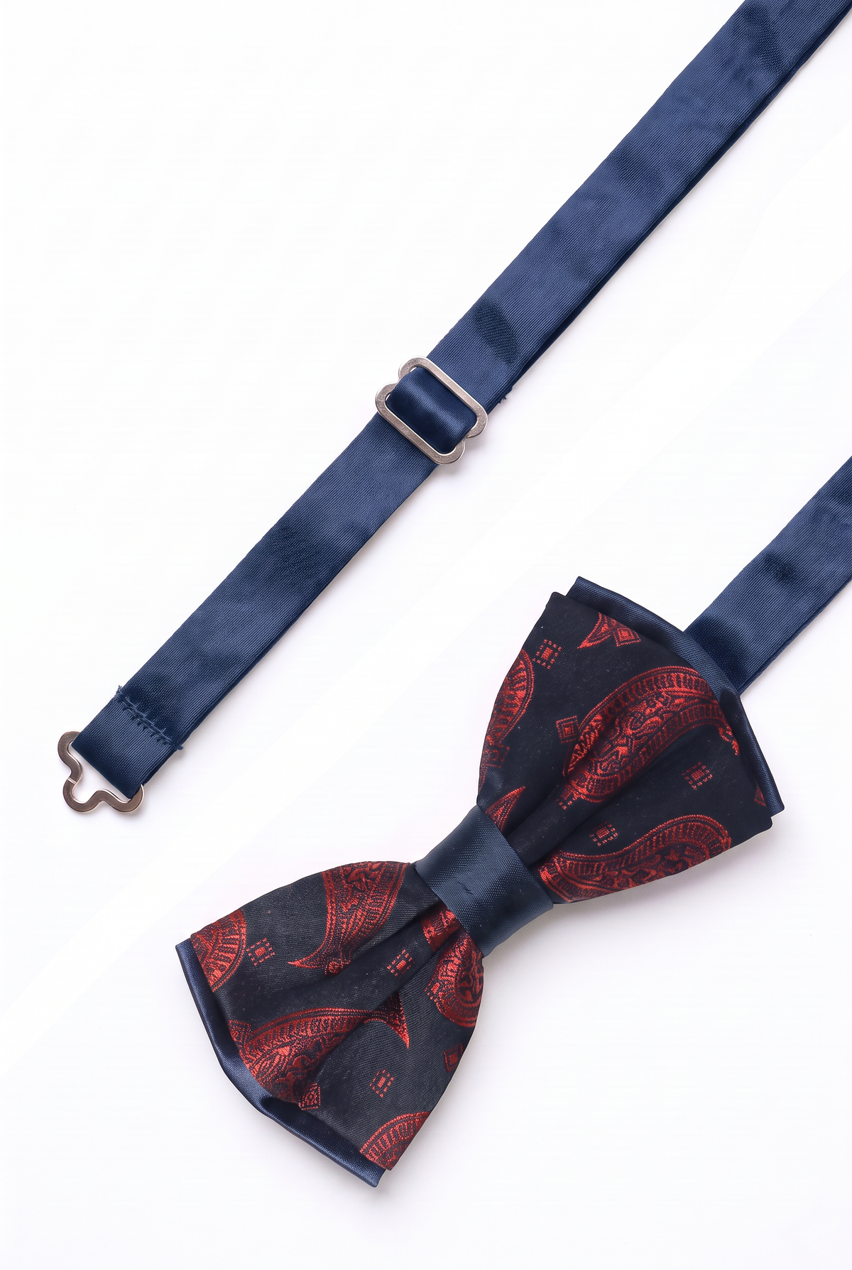Nœud papillon cachemire pour garçon et homme ou ensemble nœud papillon et pochette - Bleu marine et Rouge