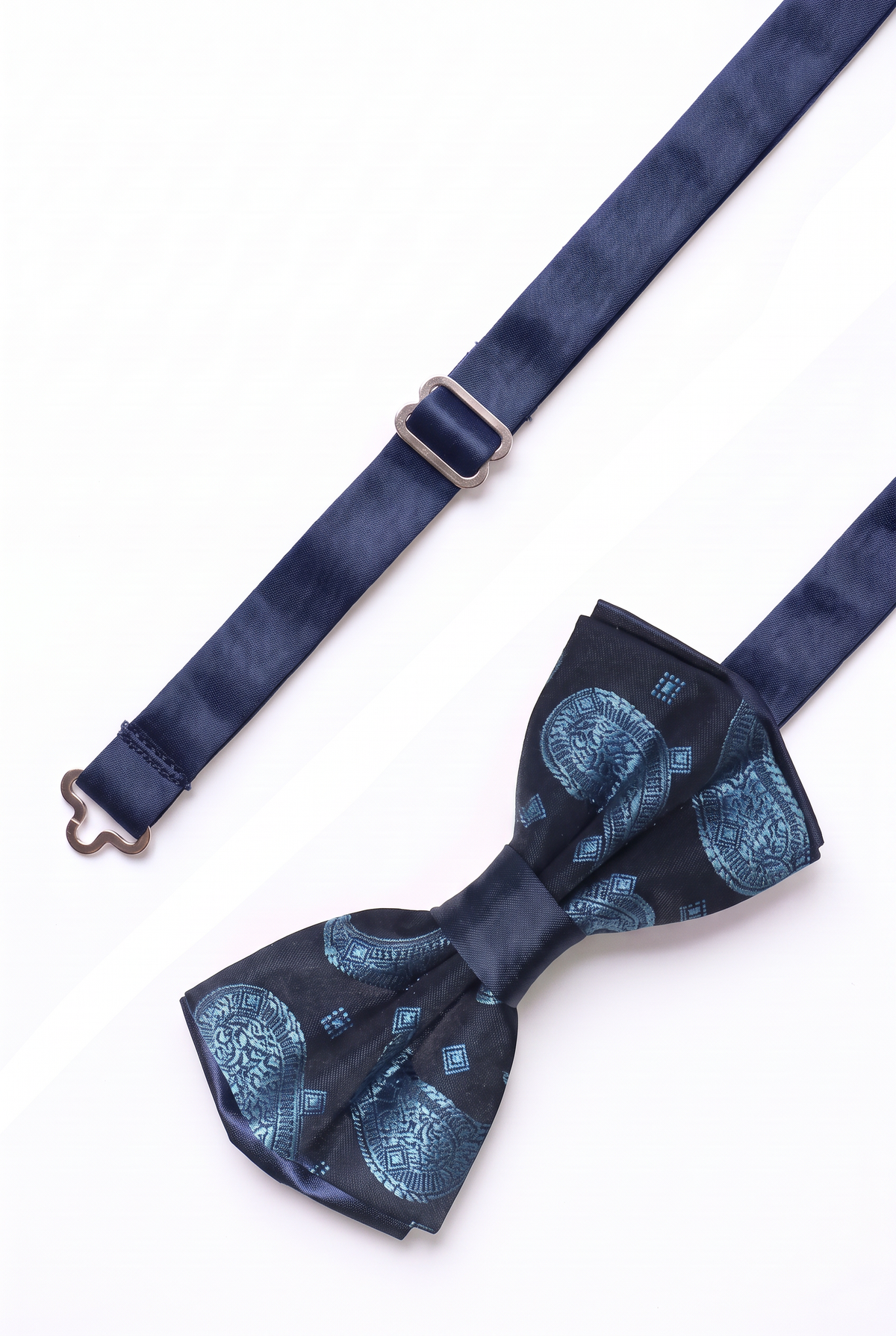 Nœud papillon à motif cachemire pour garçon et homme ou ensemble nœud papillon et pochette - bleu marine et Bleu