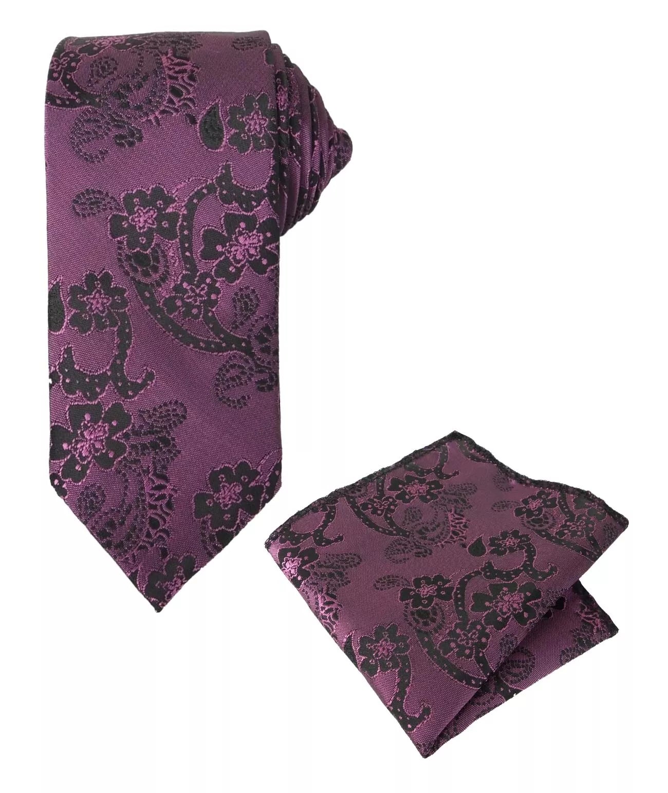 Boys & Men's Paisley Swirls Formal Tie & Hanky Set - Purple - Violet