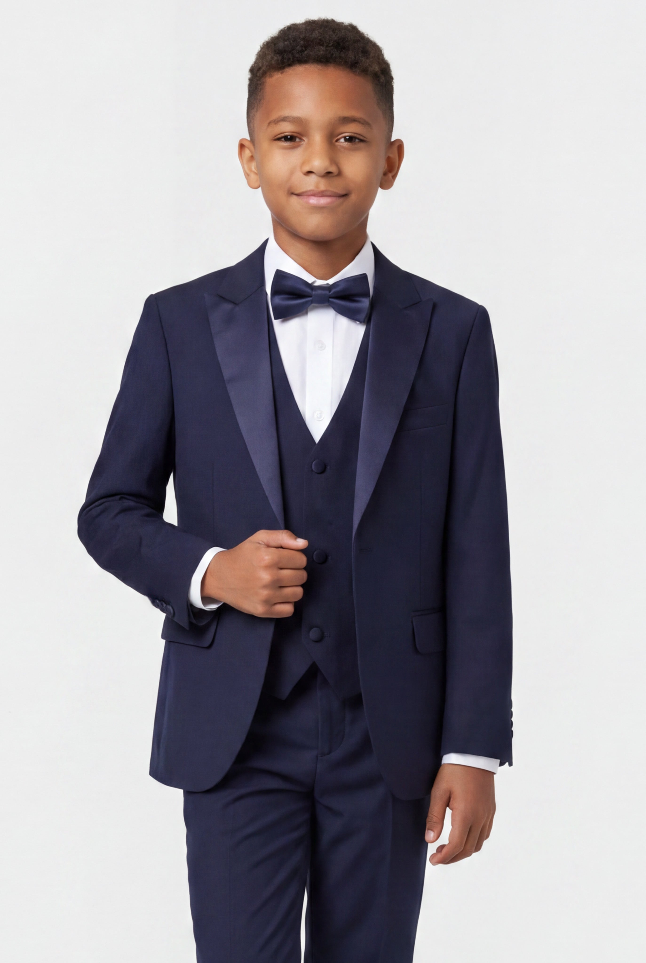 Abito da cerimonia blu navy per ragazzi con camicia e gemelli