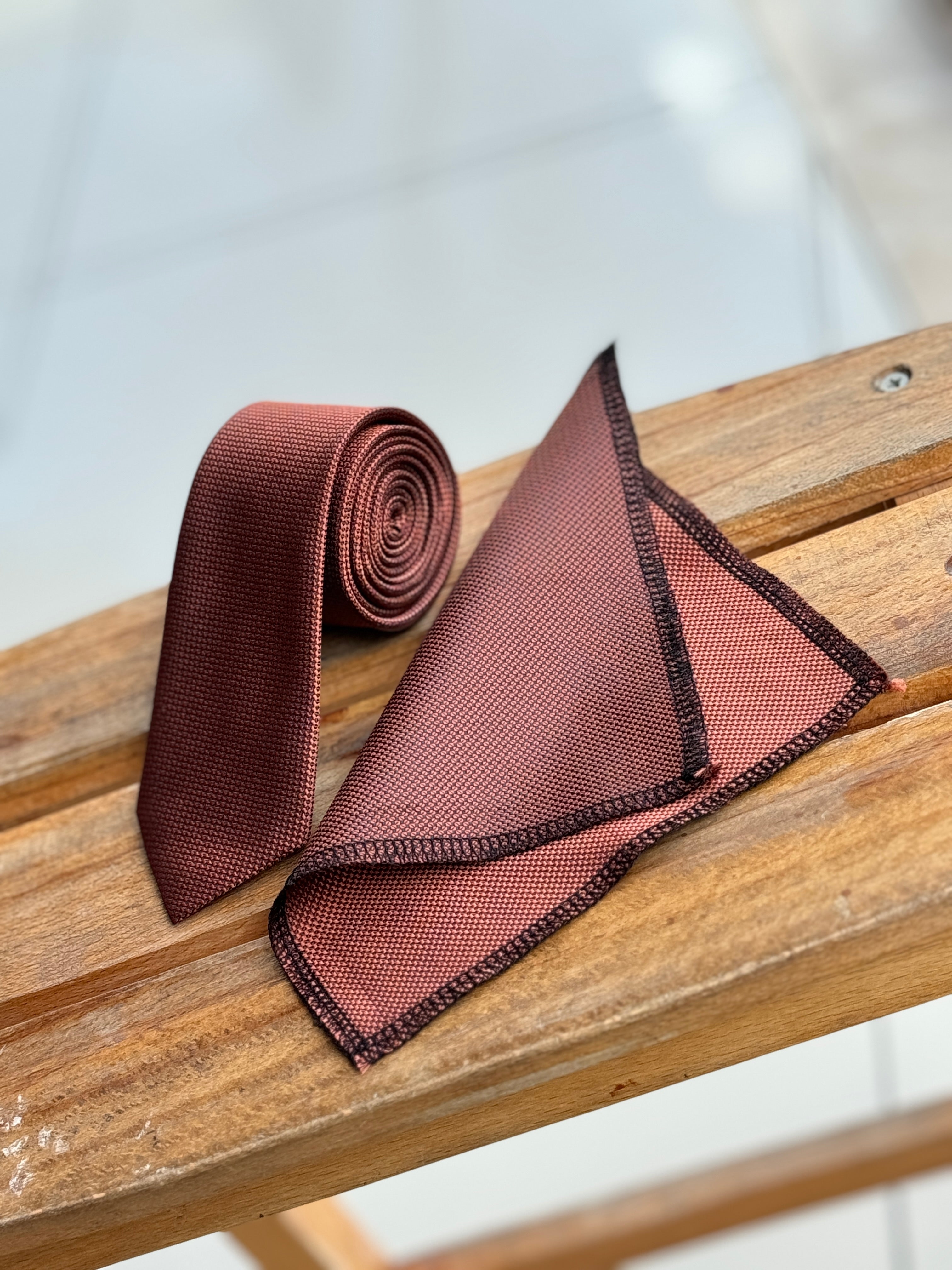 Boys' Oxford Weave Slim Tie Formal Neckwear- Burnt Orange