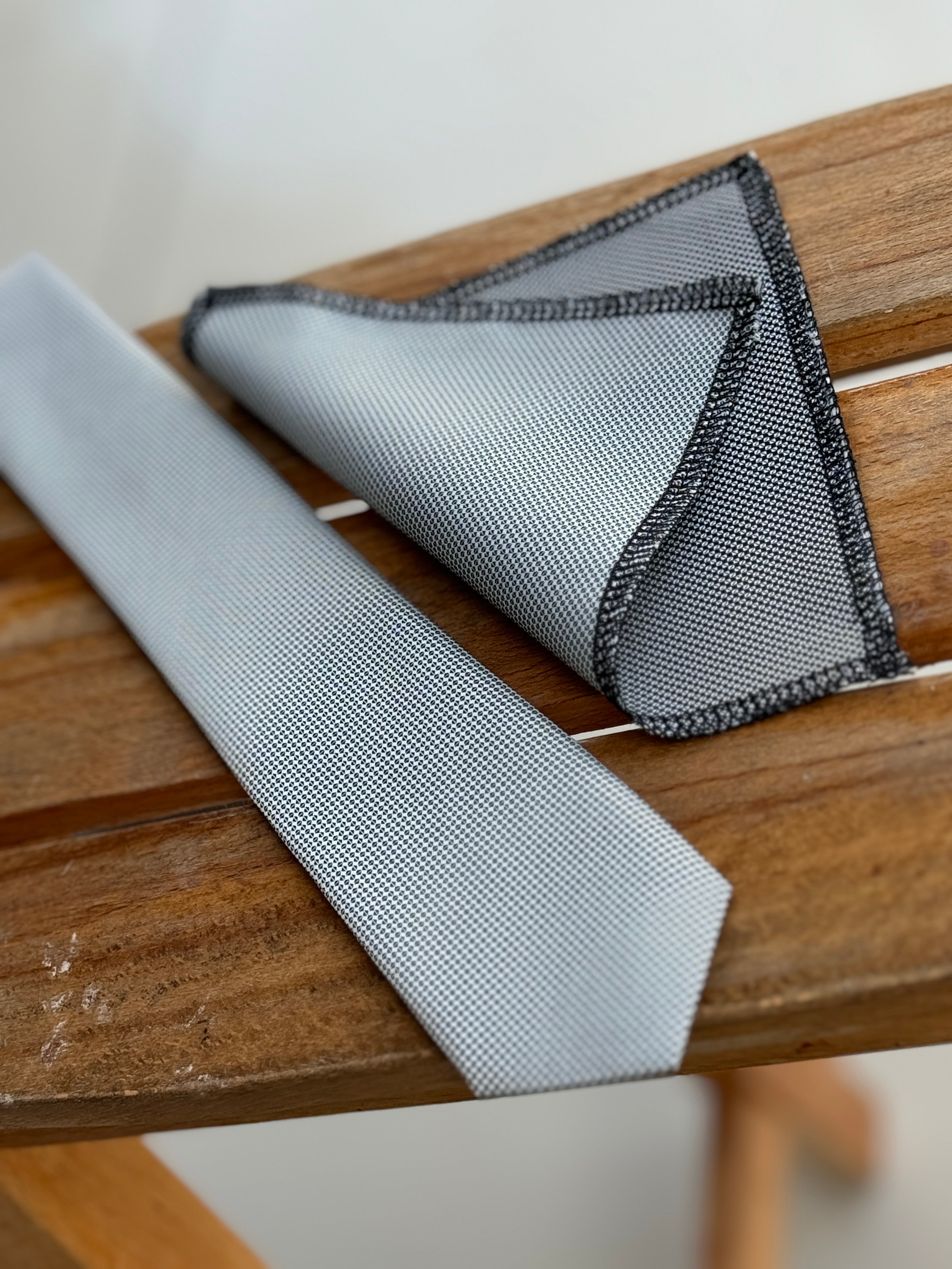 Boys' Oxford Weave Slim Tie Formal Neckwear- Light Grey Detail Picture