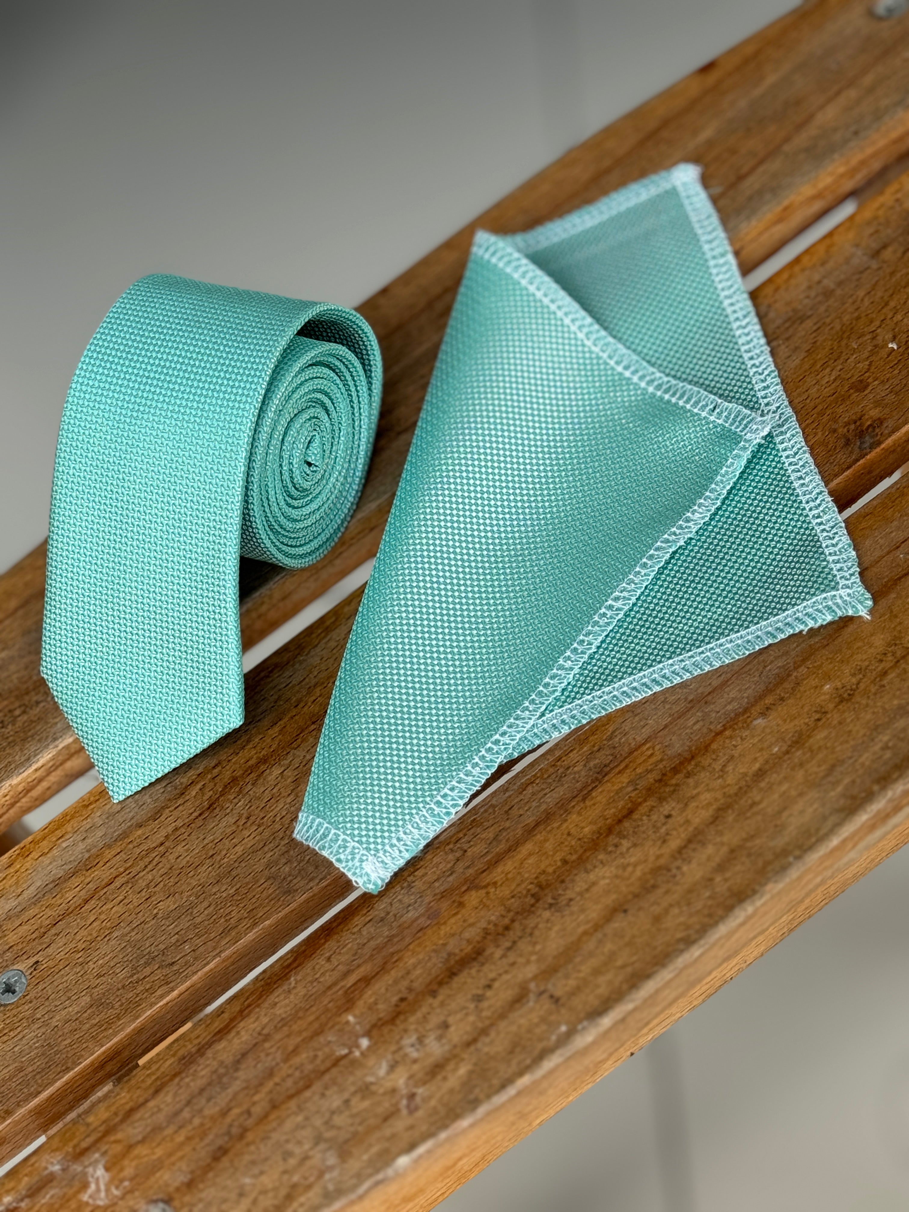 Boys' Oxford Weave Slim Tie Formal Neckwear - Mint Blue