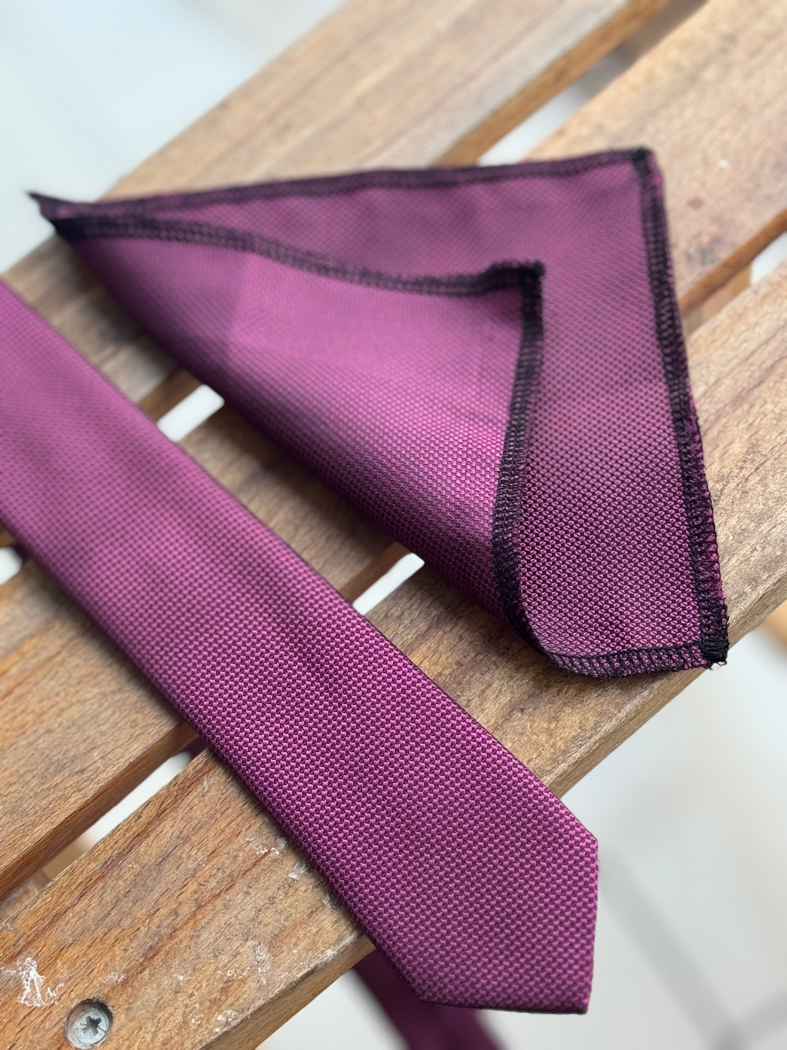 Boys' Oxford Weave Slim Tie Formal Neckwear- Wine Red Detail Picture