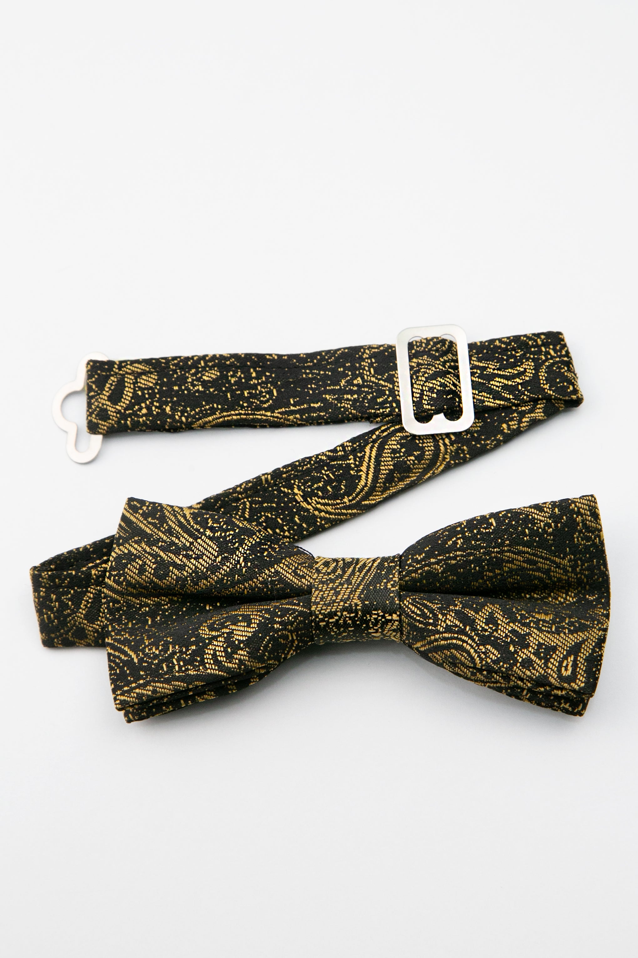 Boys’ Paisley Pre-Tied Dickie Bow Tie - Gold Detail Picture