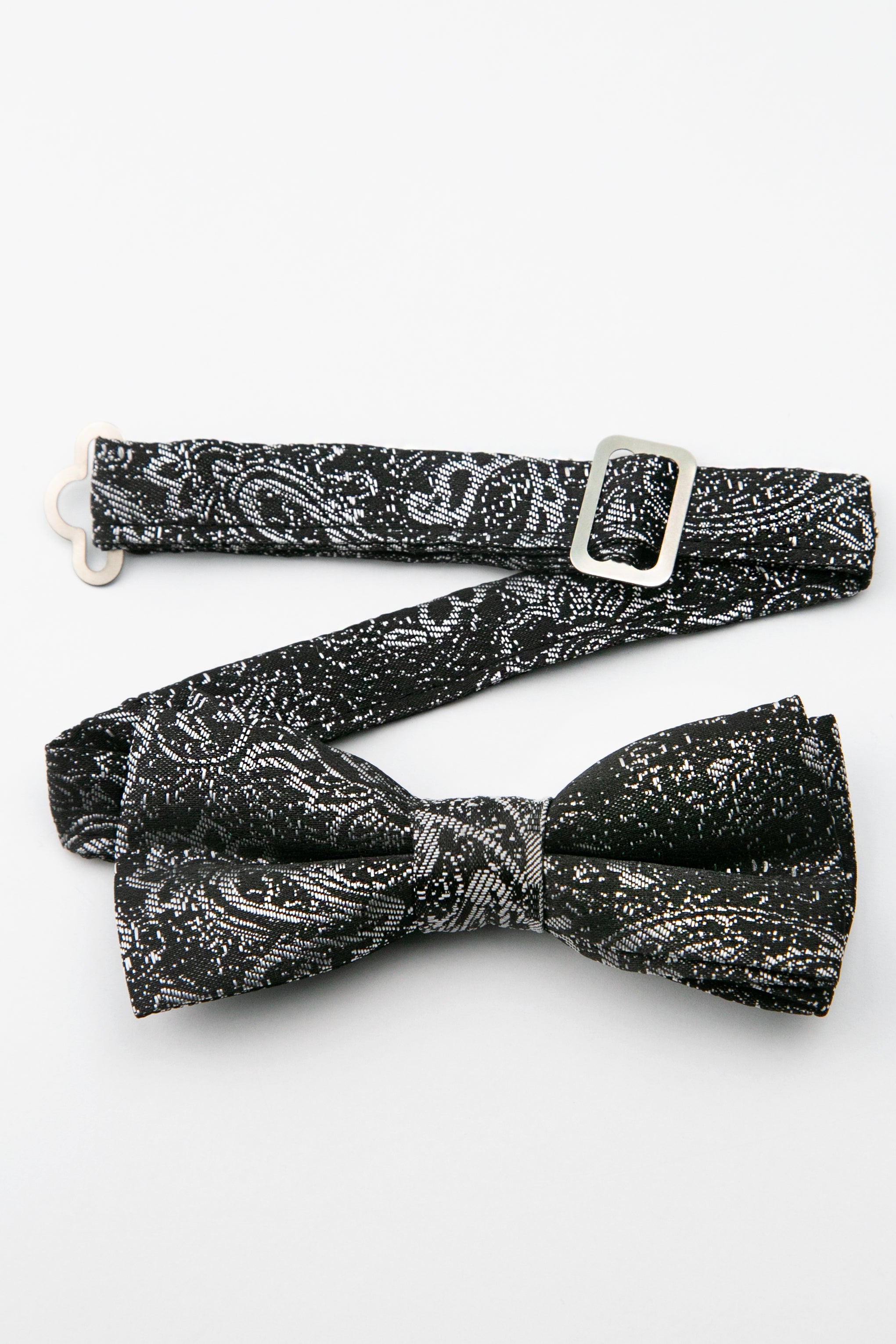 Boys’ Paisley Pre-Tied Dickie Bow Tie - Grey Detail Picture