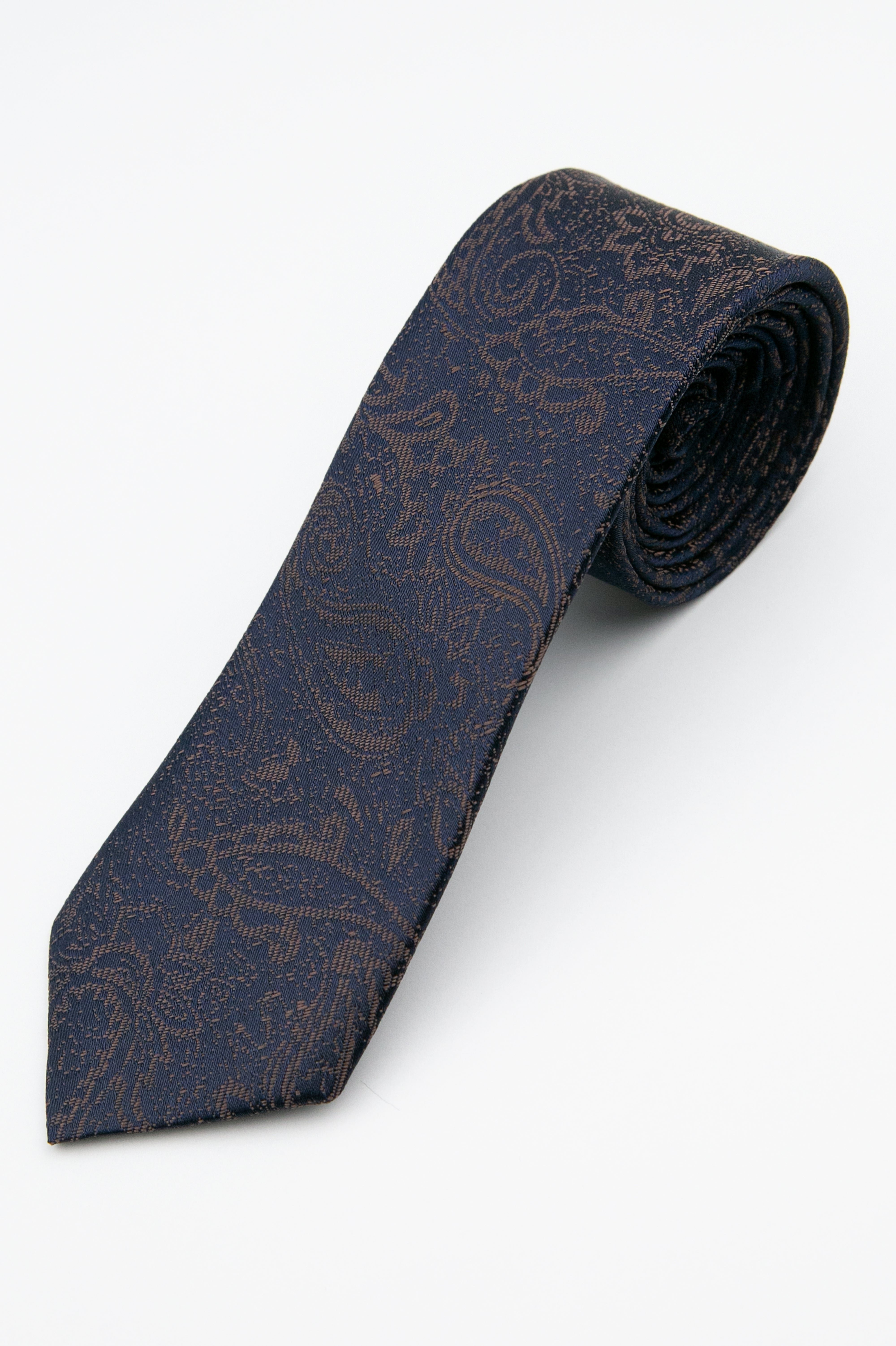 Boys’ Paisley Slim Tie & Pocket Square Set - Brown Tie Picture