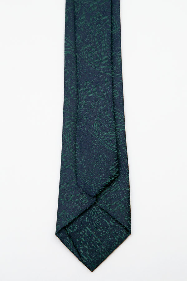 Conjunto de corbata slim y pañuelo de bolsillo para hombre con diseño de cachemira en Verde