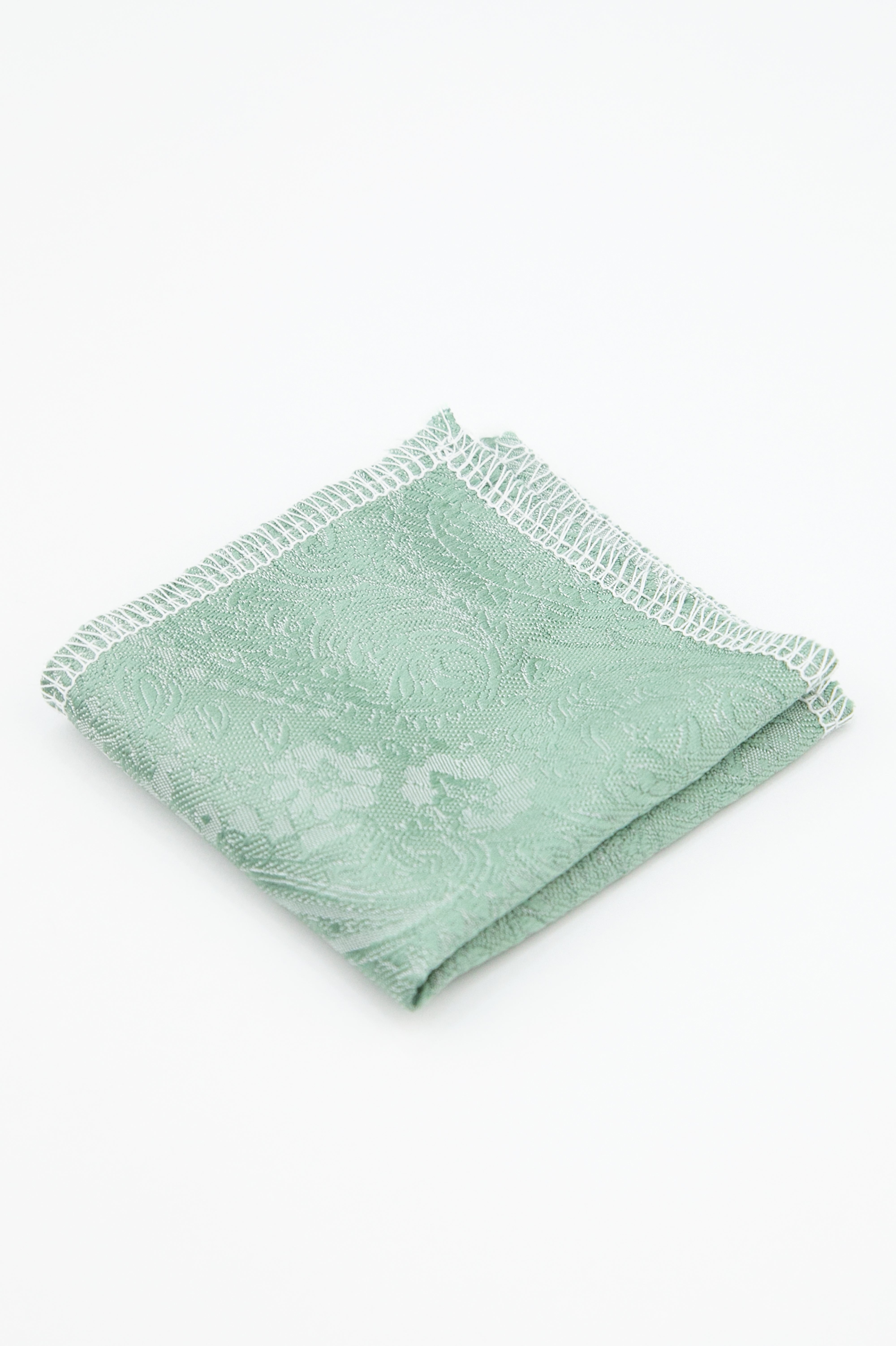 Boys’ Pastel Paisley Slim Tie & Pocket Square Set - Green Hanky Picture