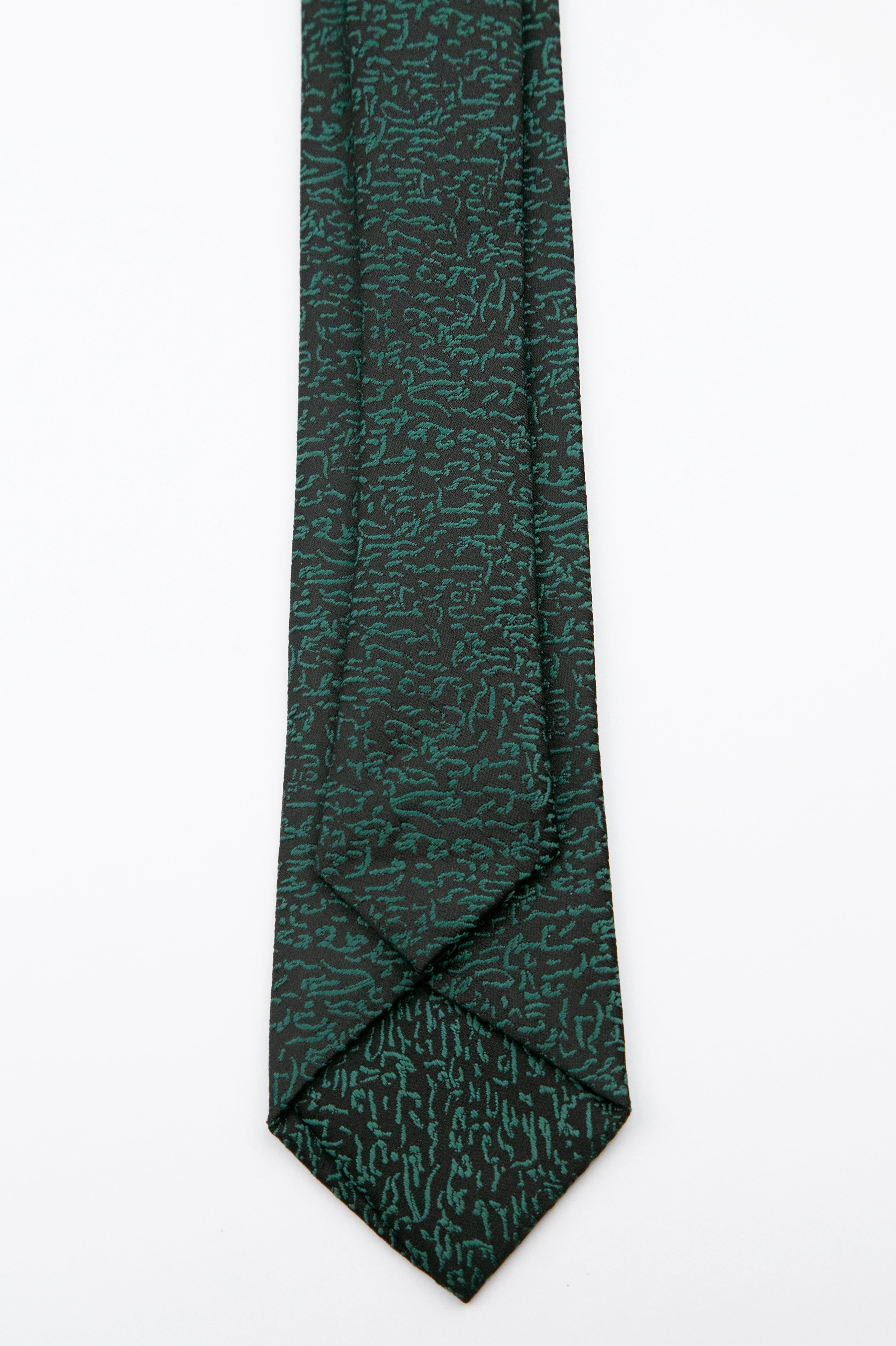 Boys’ Pebble Texture Slim Tie & Pocket Square Set - Green Back Picture