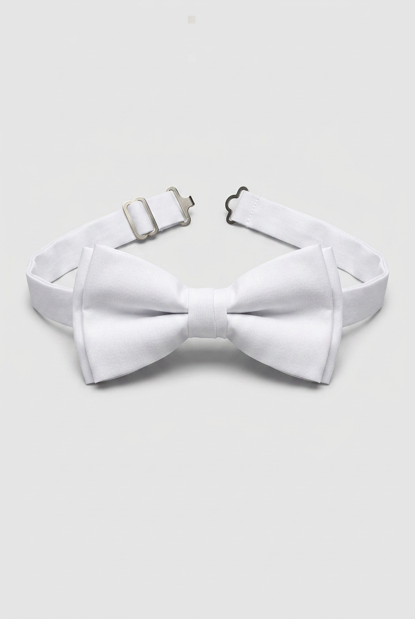 Boys’ Pre-Tied Bow Tie with Adjustable Neck Strap - White
