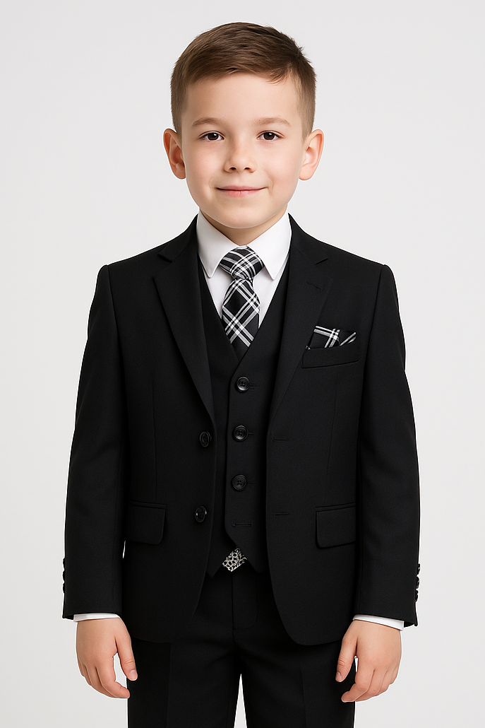 Boys Regular Fit All In One Suit - Black Model Picture