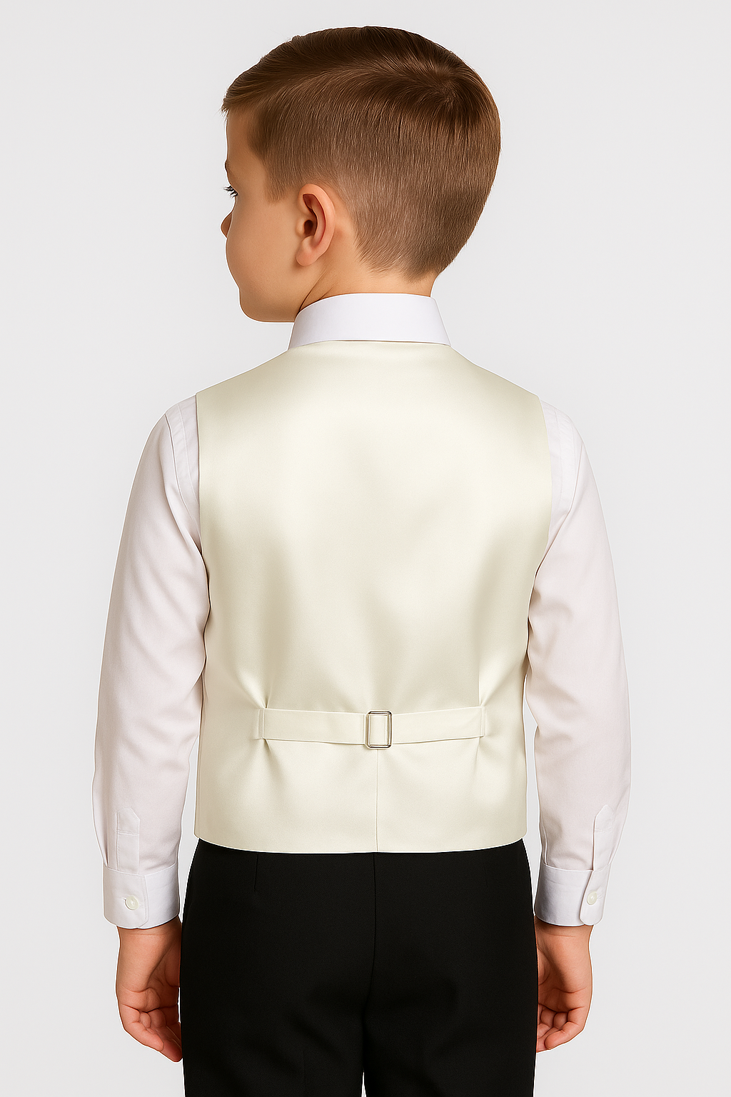 Boys Satin Waistcoat & Cravat Set - Ivory Back picture